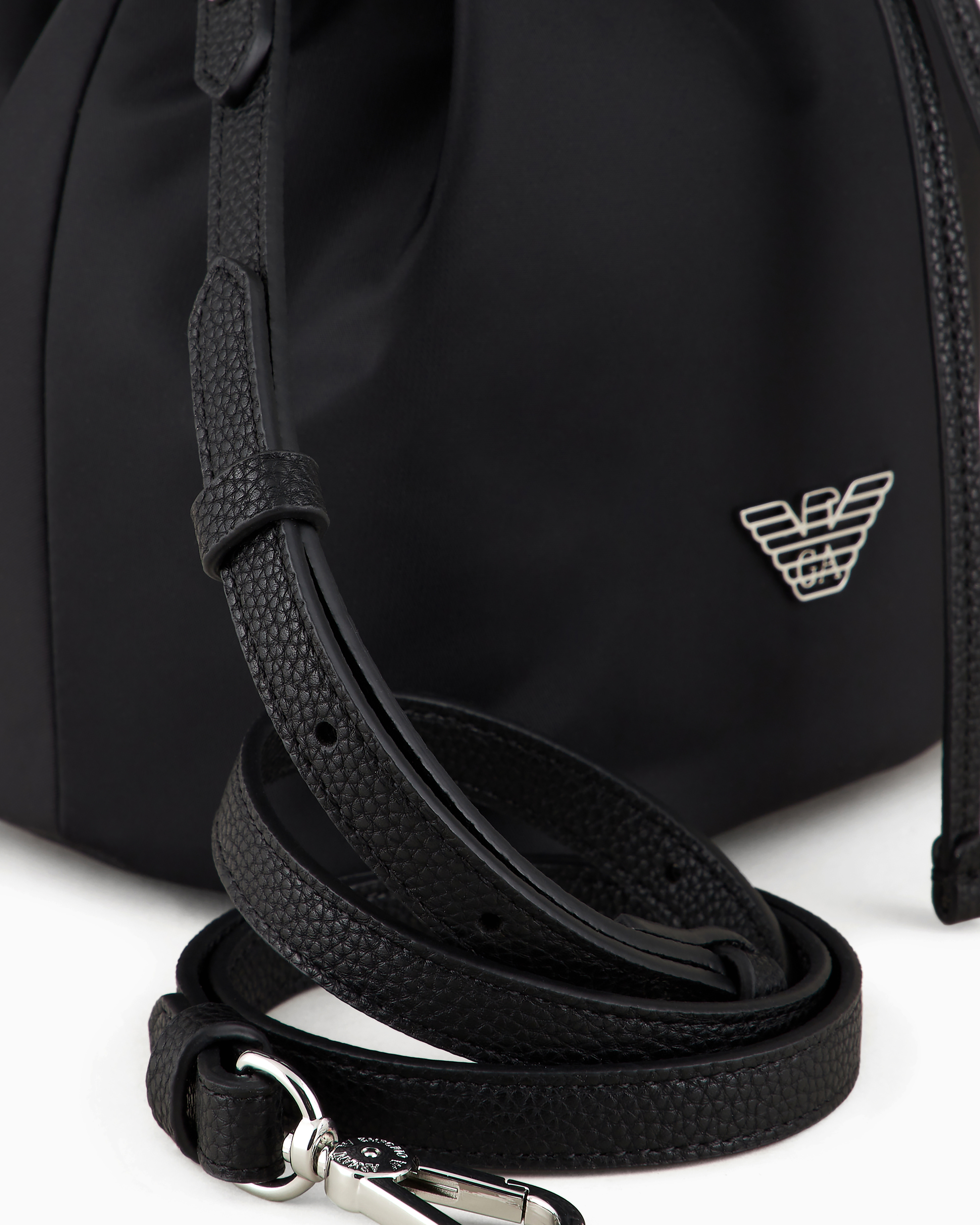Emporio Armani Travel Essentials Recycled-nylon Bucket Bag In Black