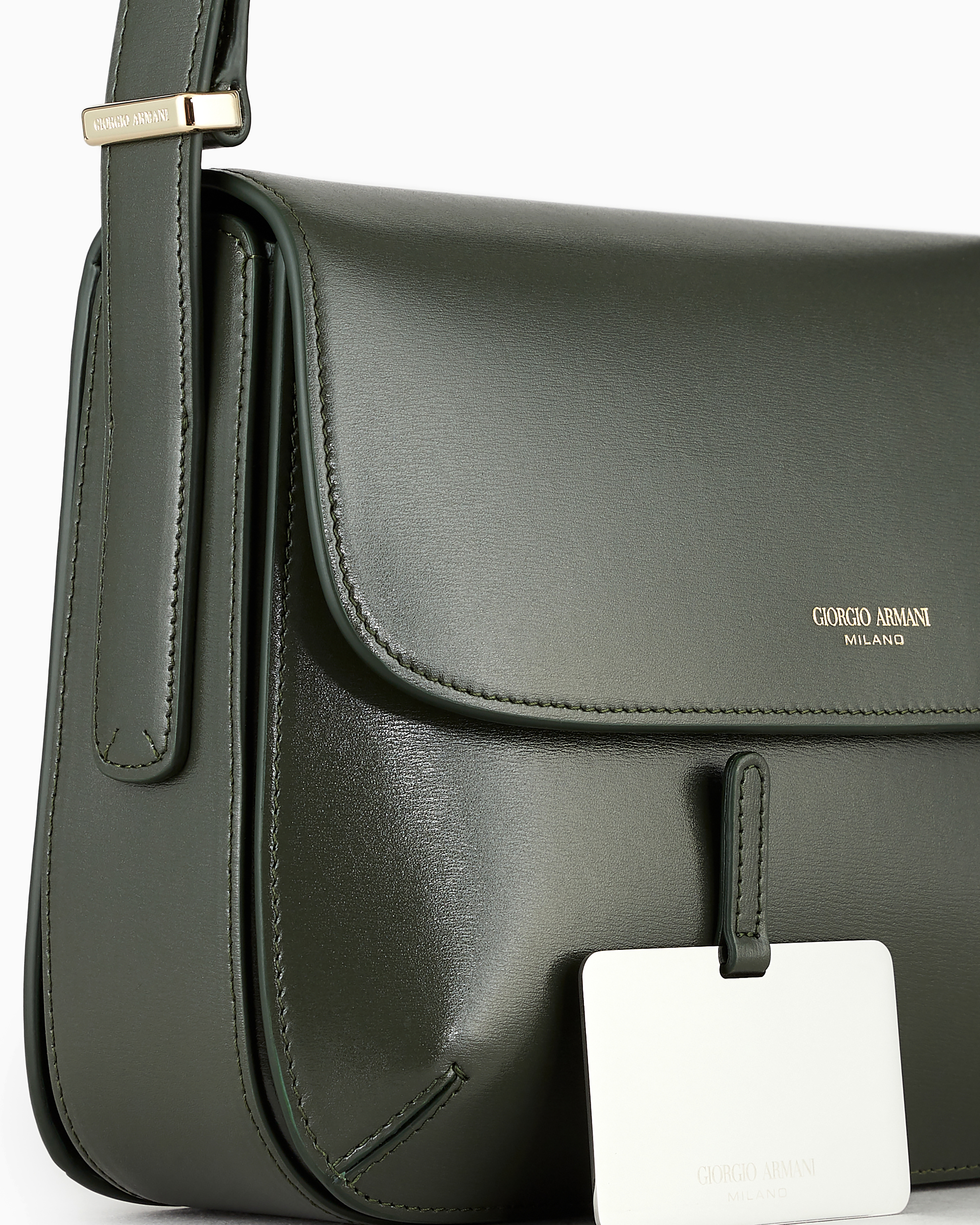 Giorgio Armani Large Palmellato Leather La Prima Bag In Green