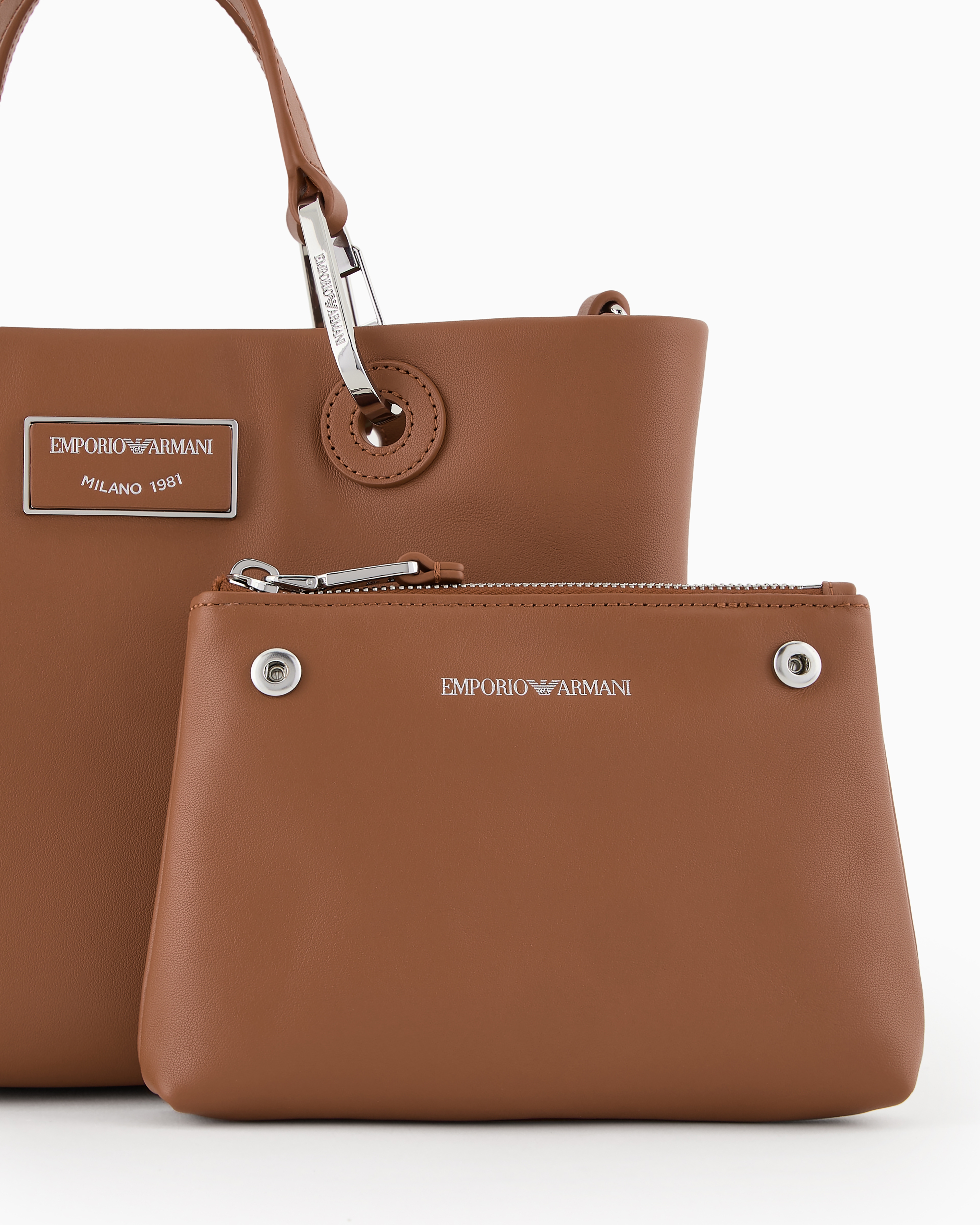 Emporio Armani Official Store Kleine Shopper Myea Bag Aus Bio-leder In Brown