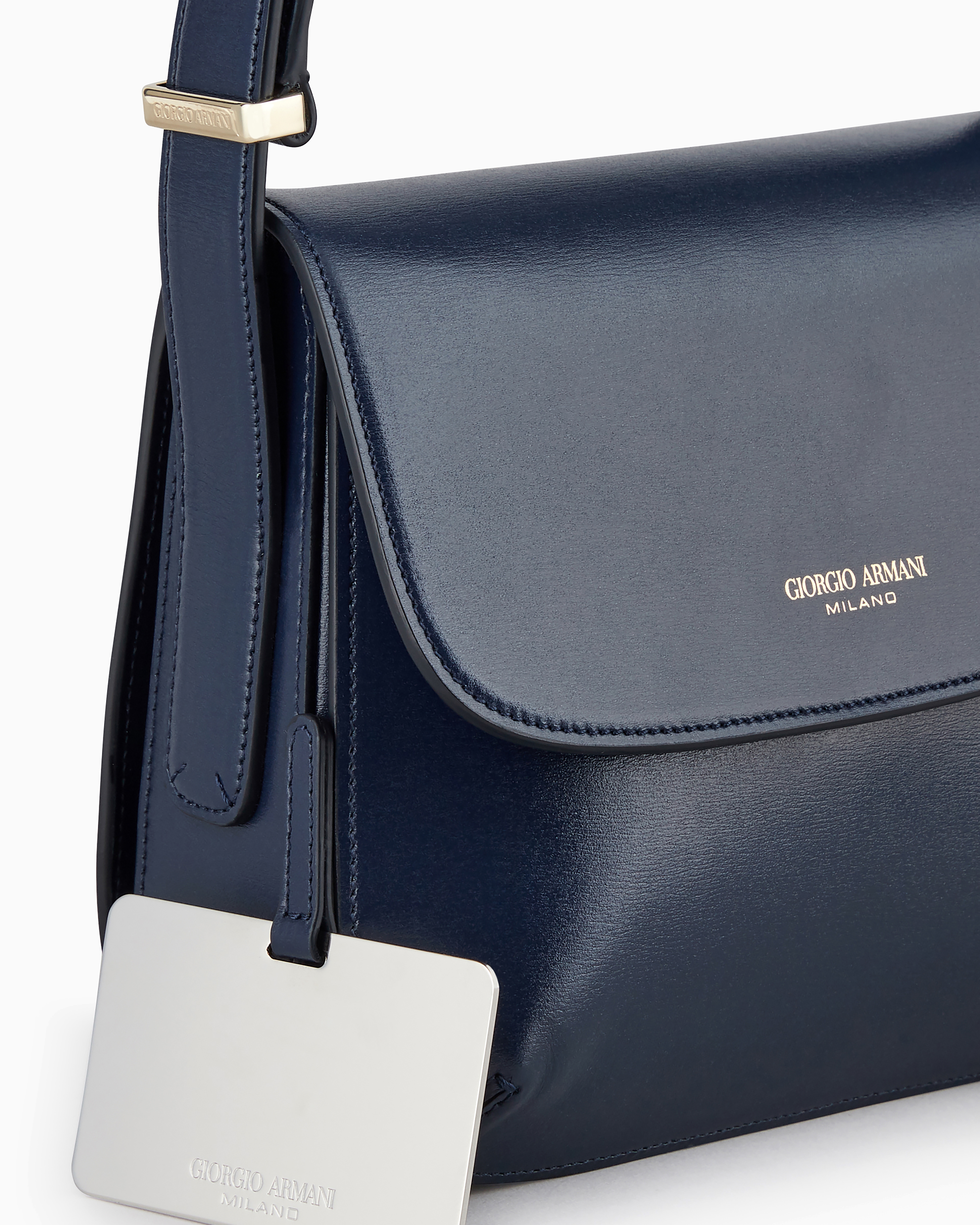 Shop Giorgio Armani Small Palmellato-leather La Prima Bag In Blue