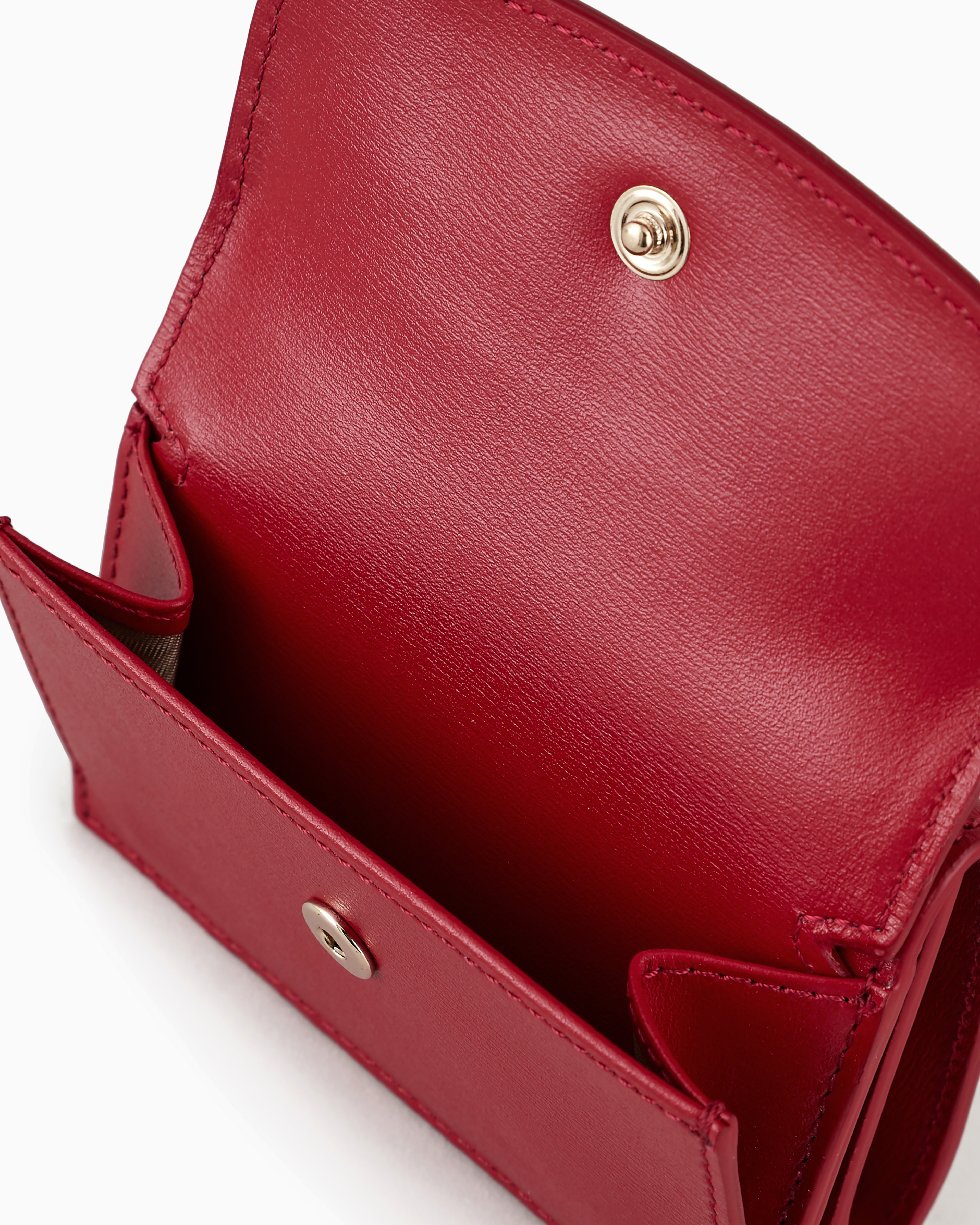 Shop Giorgio Armani Mini La Prima Trifold Wallet In Palmellato Leather In Rot