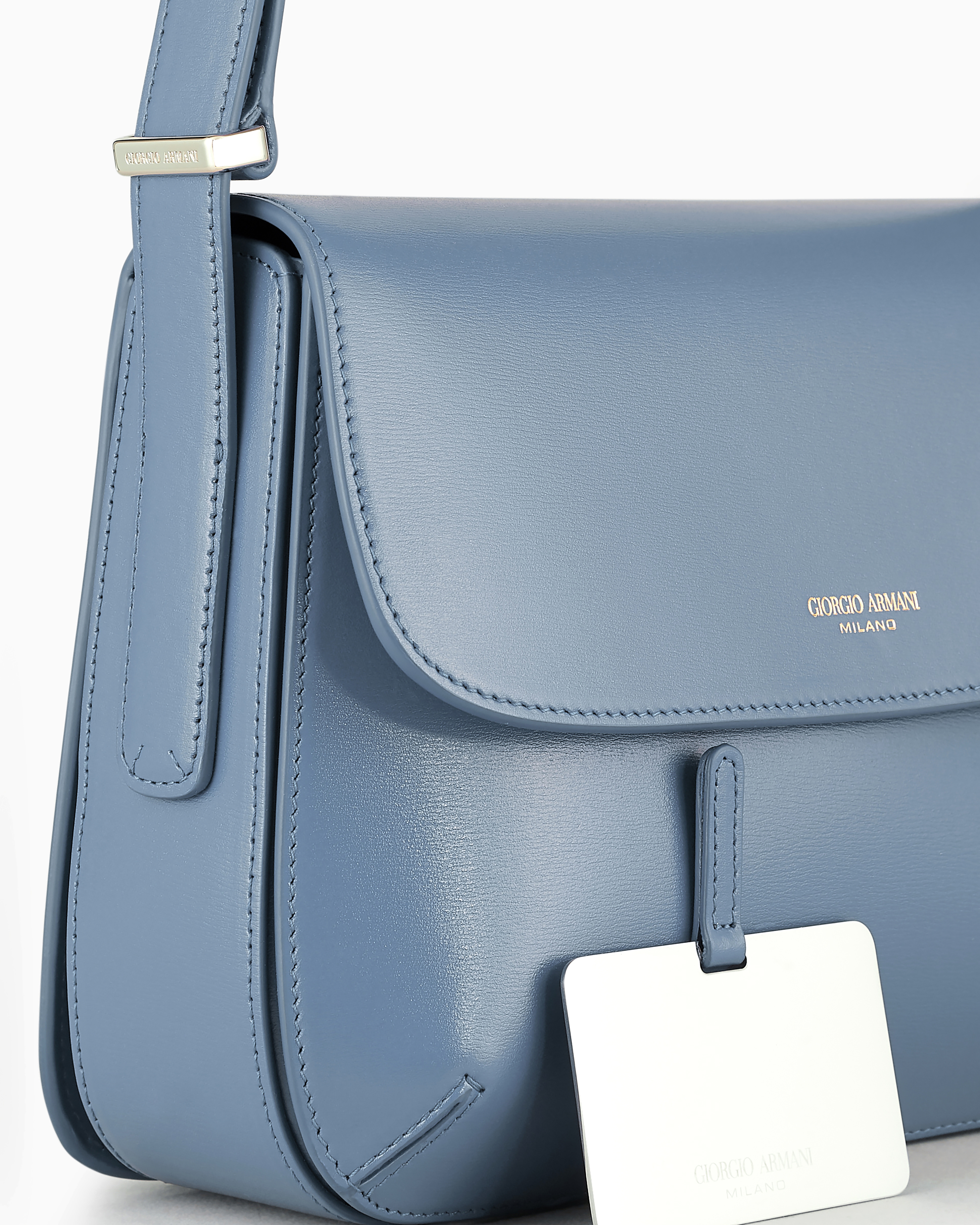 Giorgio Armani Official Store Large Palmellato Leather La Prima Bag In Azure