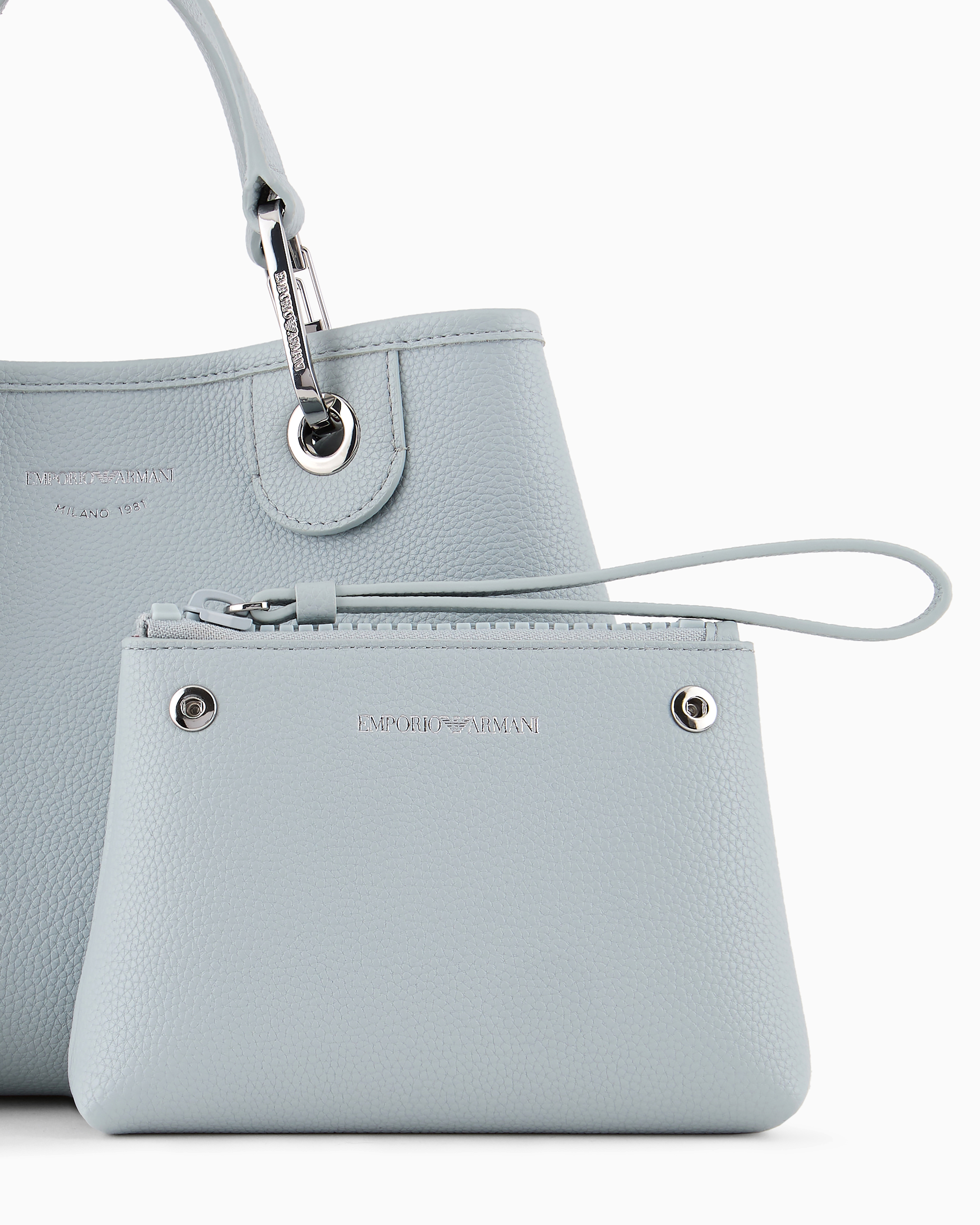 Emporio Armani Official Store Myea Bag Small Shopper Bag With Deer Print In Light Gray