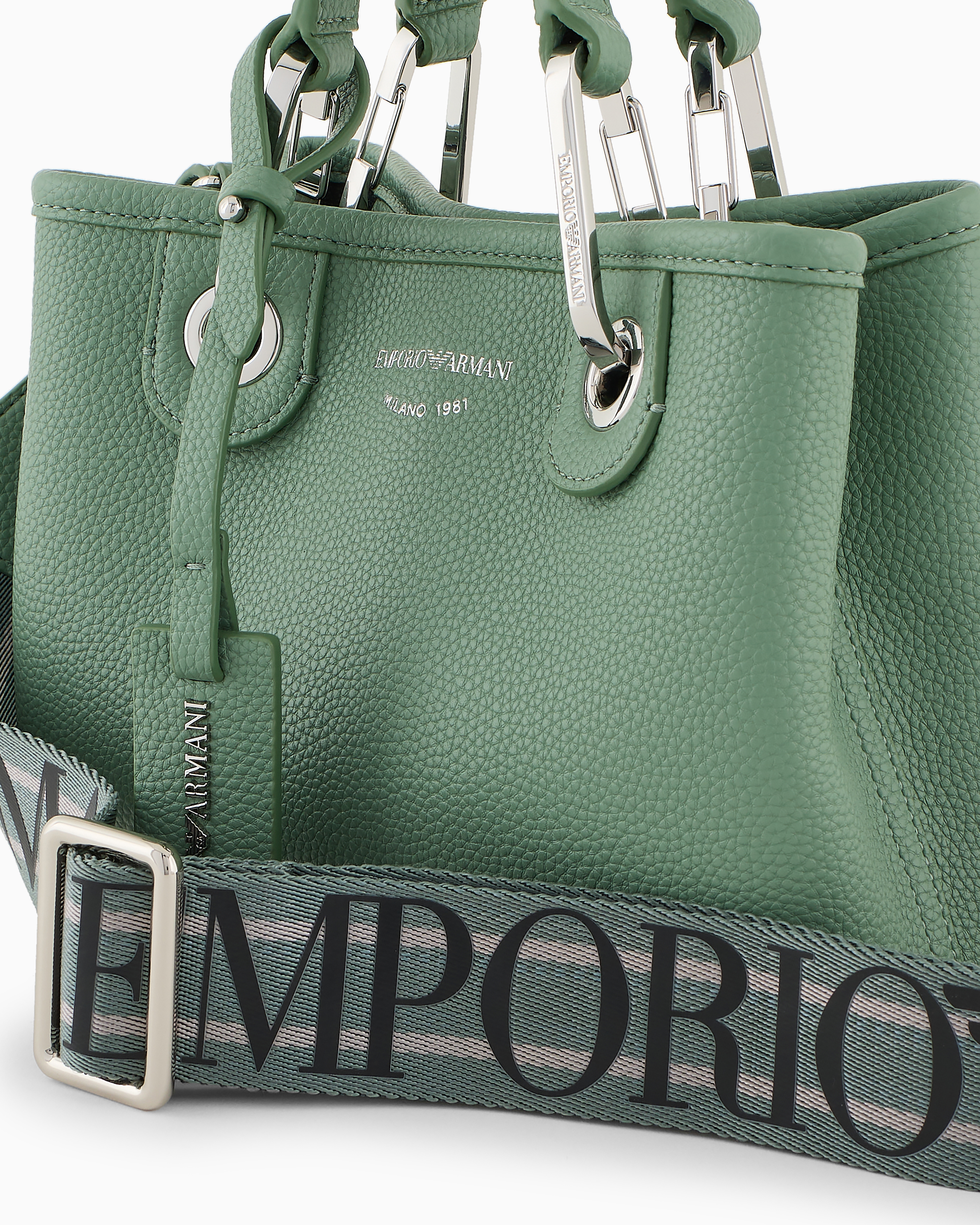 Shop Emporio Armani Deer-print Myea Mini Bag In Light Green