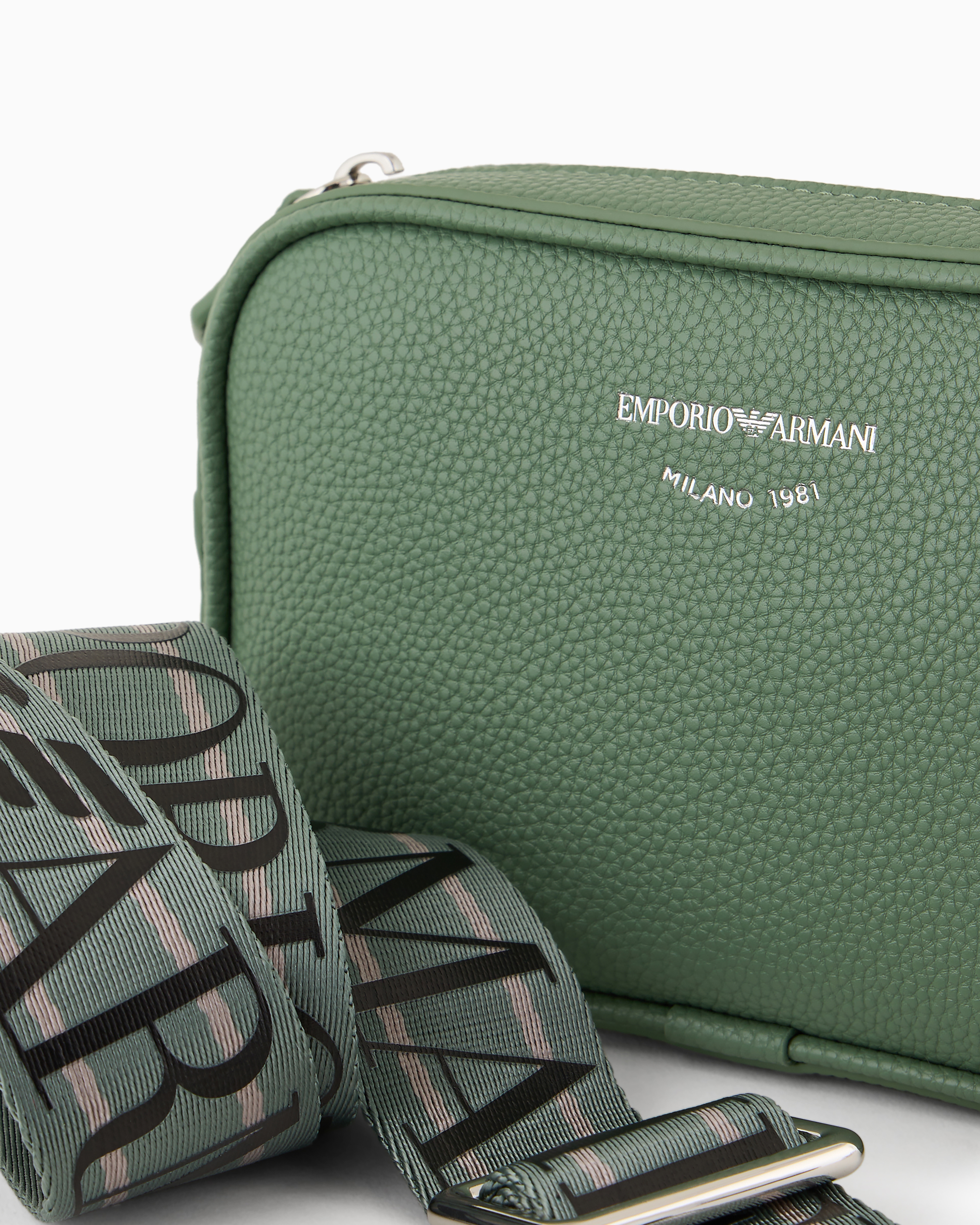 Shop Emporio Armani Deer-print Camera Case With Shoulder Strap In Light Green