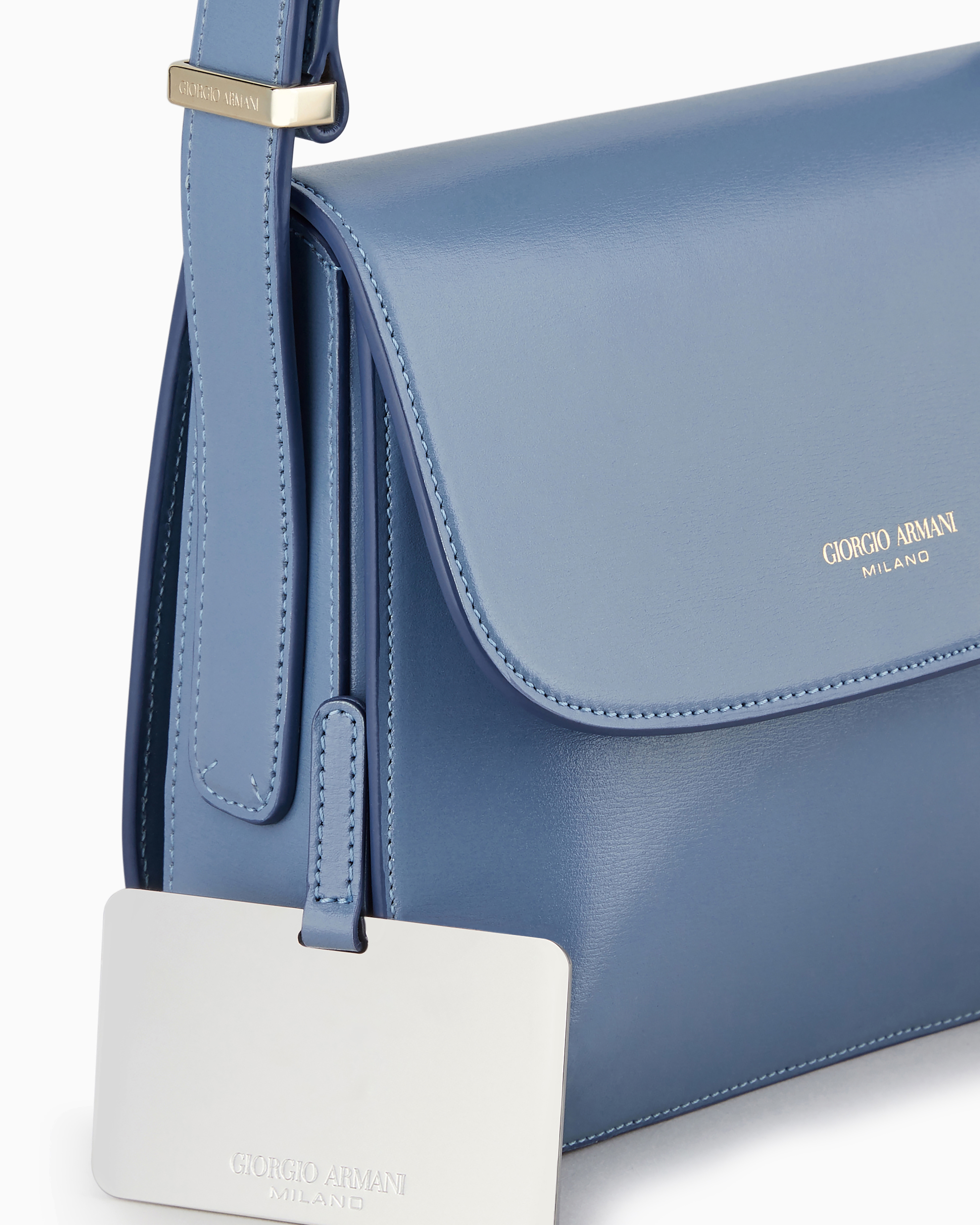 Shop Giorgio Armani Small Palmellato-leather La Prima Bag In Azure