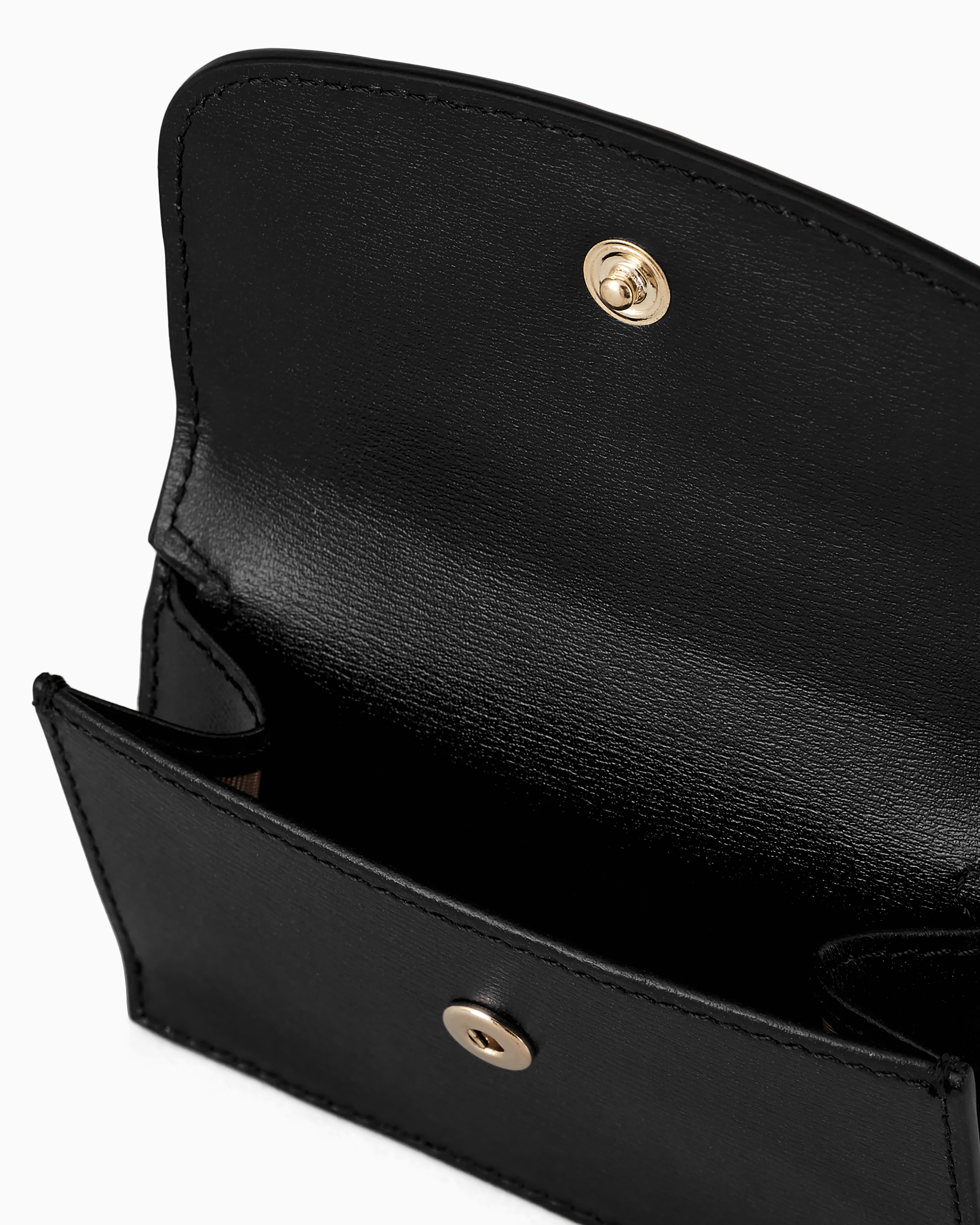 Shop Giorgio Armani Mini La Prima Trifold Wallet In Palmellato Leather In Black