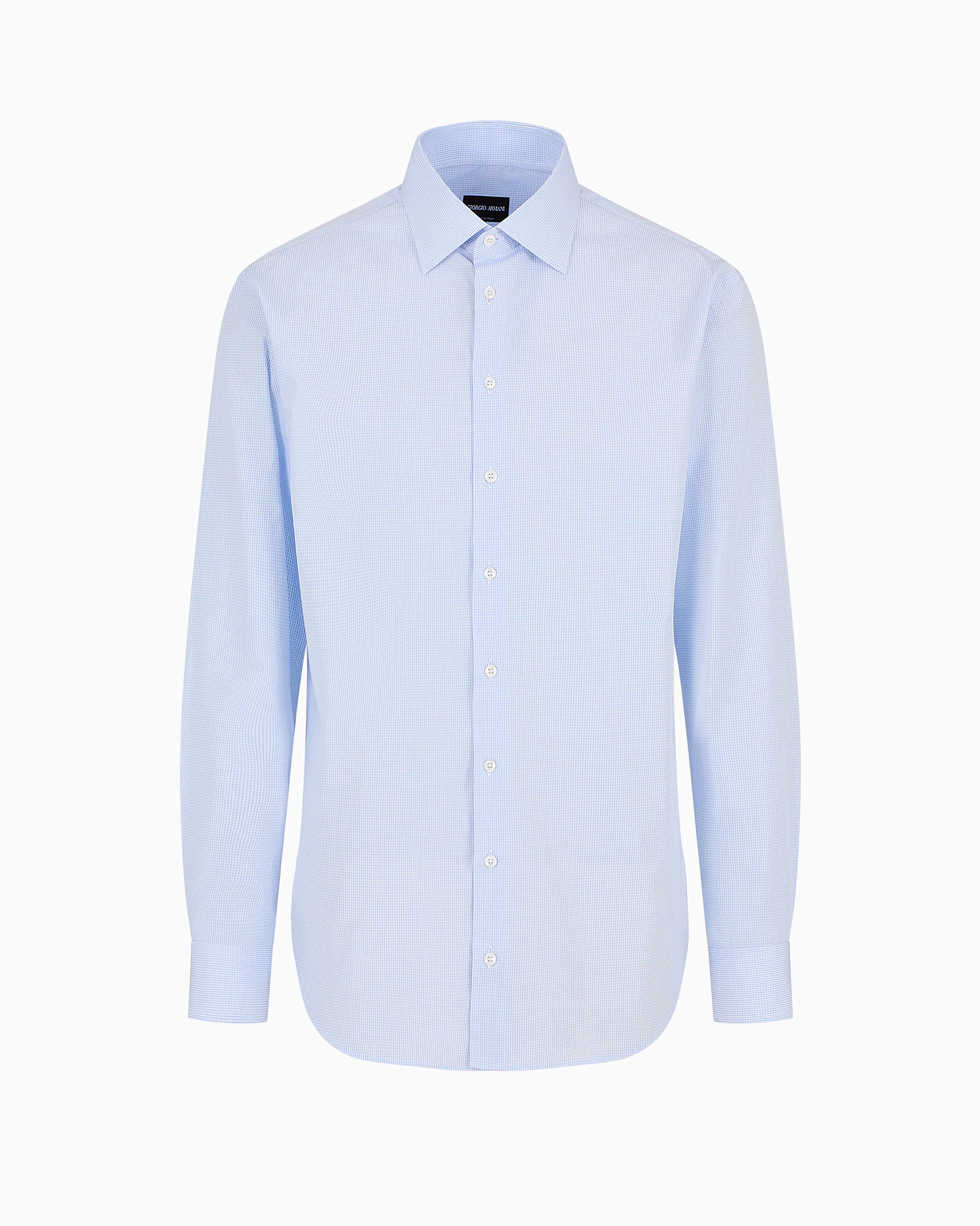 Giorgio Armani Official Store Regular-fit Shirt Made From Micro-woven Cotton In Azure