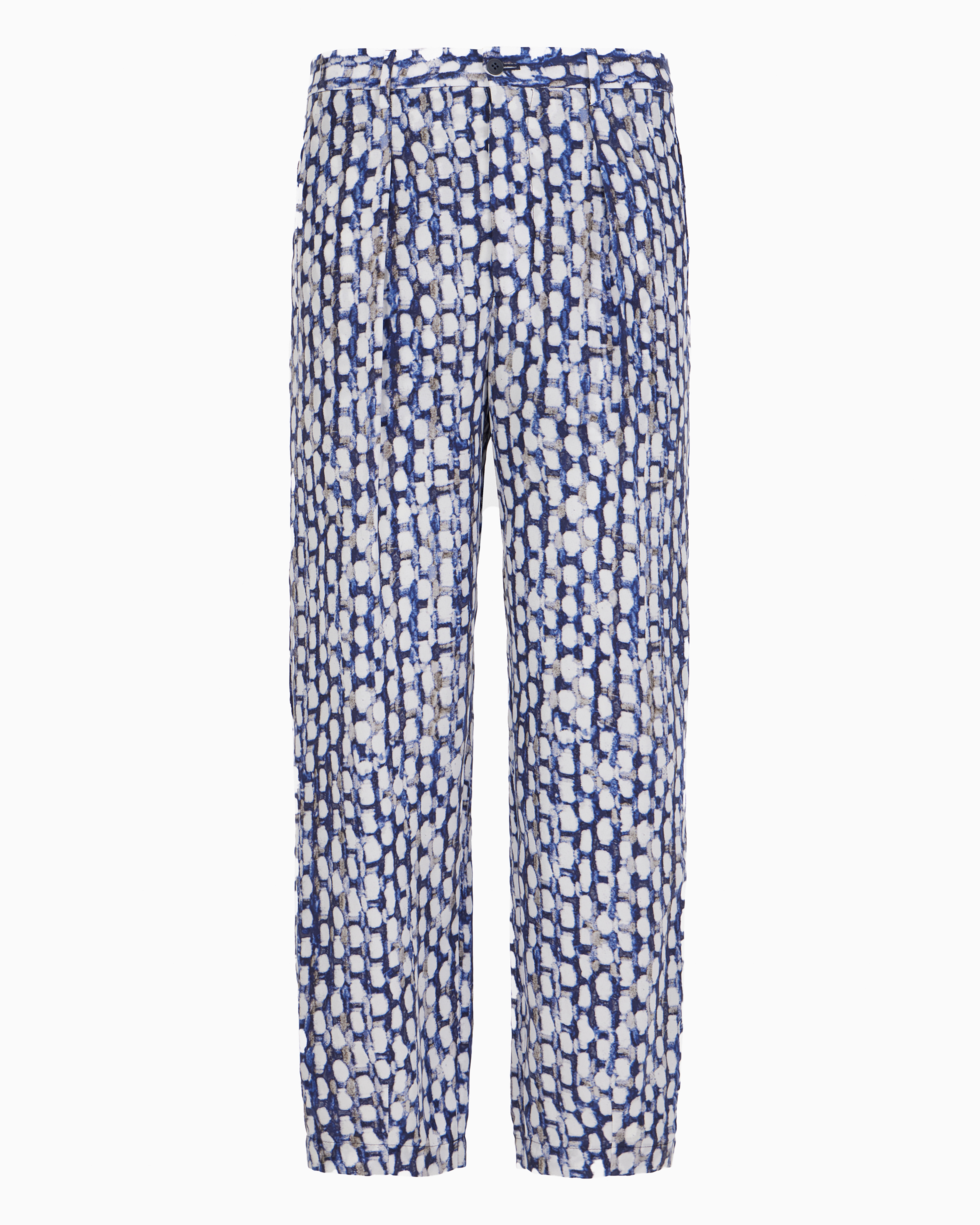 Giorgio Armani Official Store Printed Cupro One-pleat Trousers In Two-tone