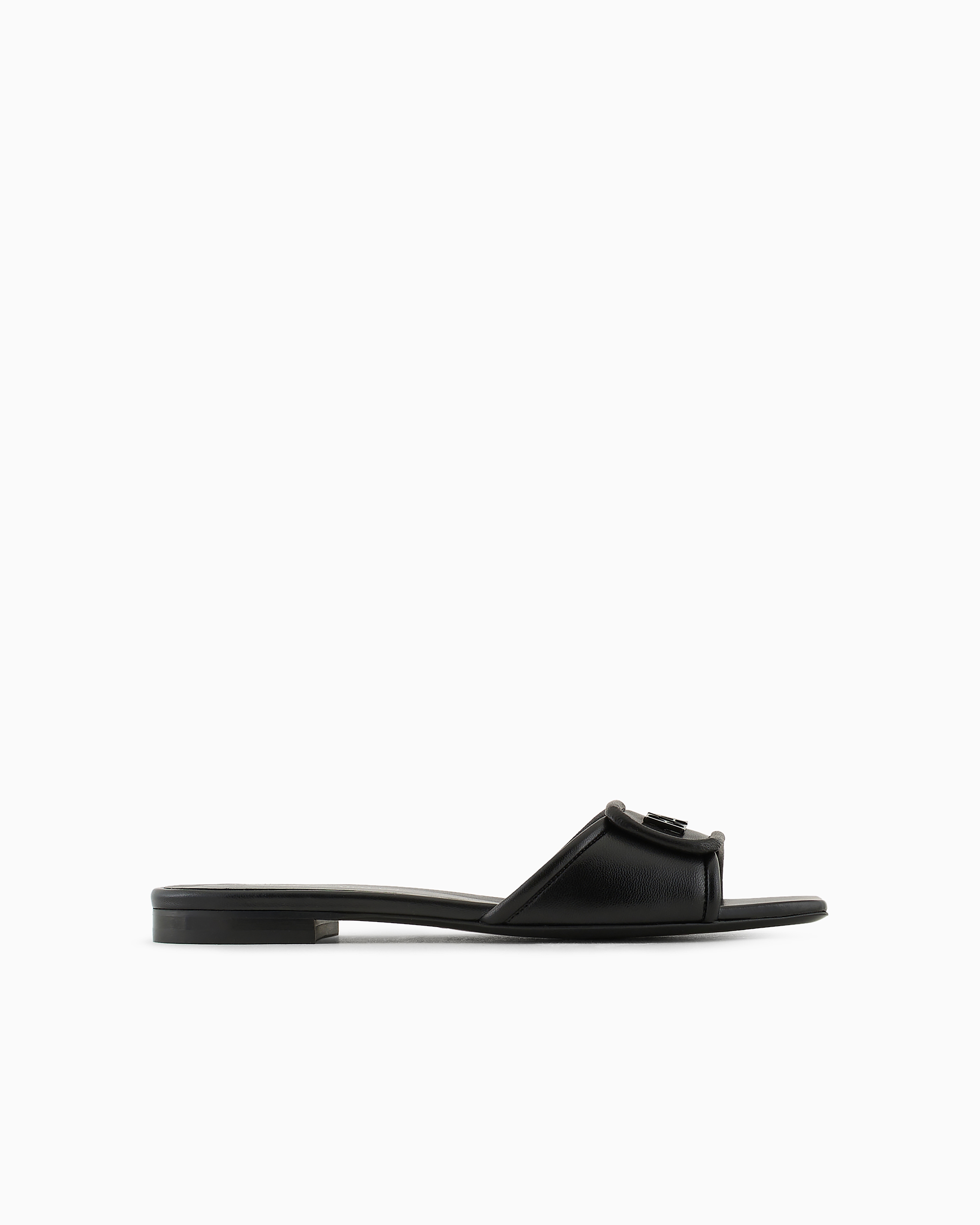 Emporio Armani Official Store Nappa-leather Sandals With Ea Logo In Black