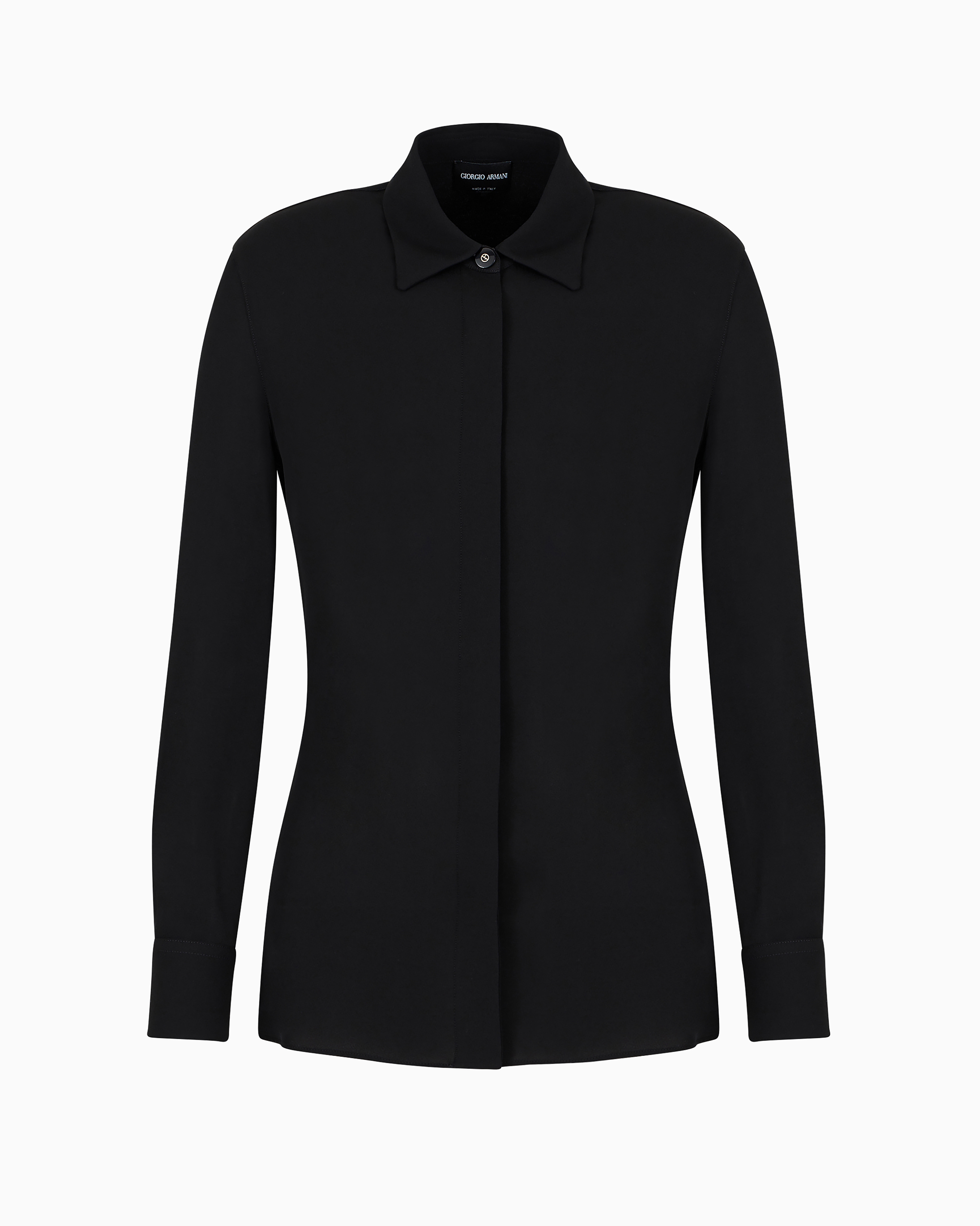 Giorgio Armani Official Store Asv Classic Shirt In Organic Silk In Black