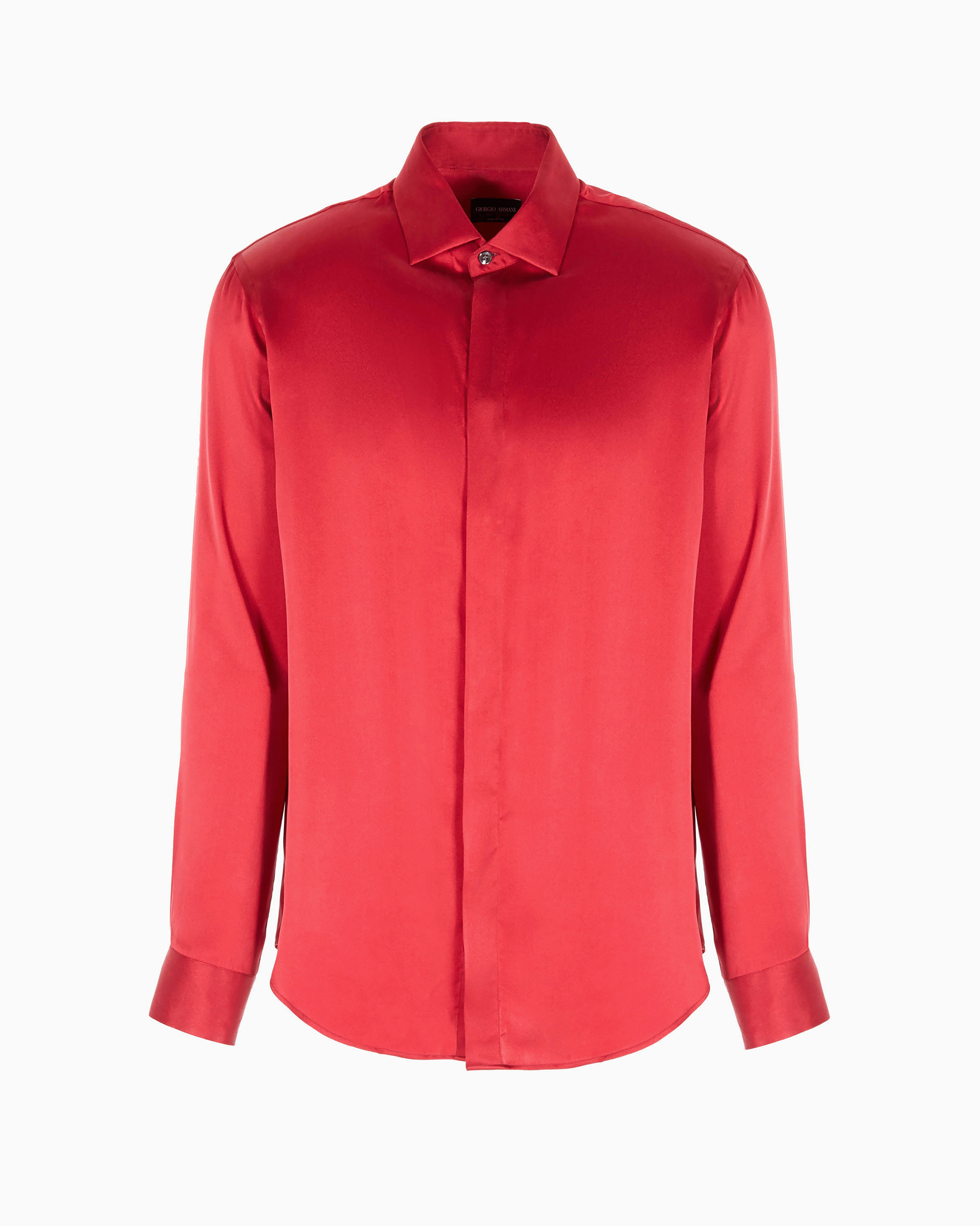 Giorgio Armani Official Store Regular-fit Silk Shirt In Red