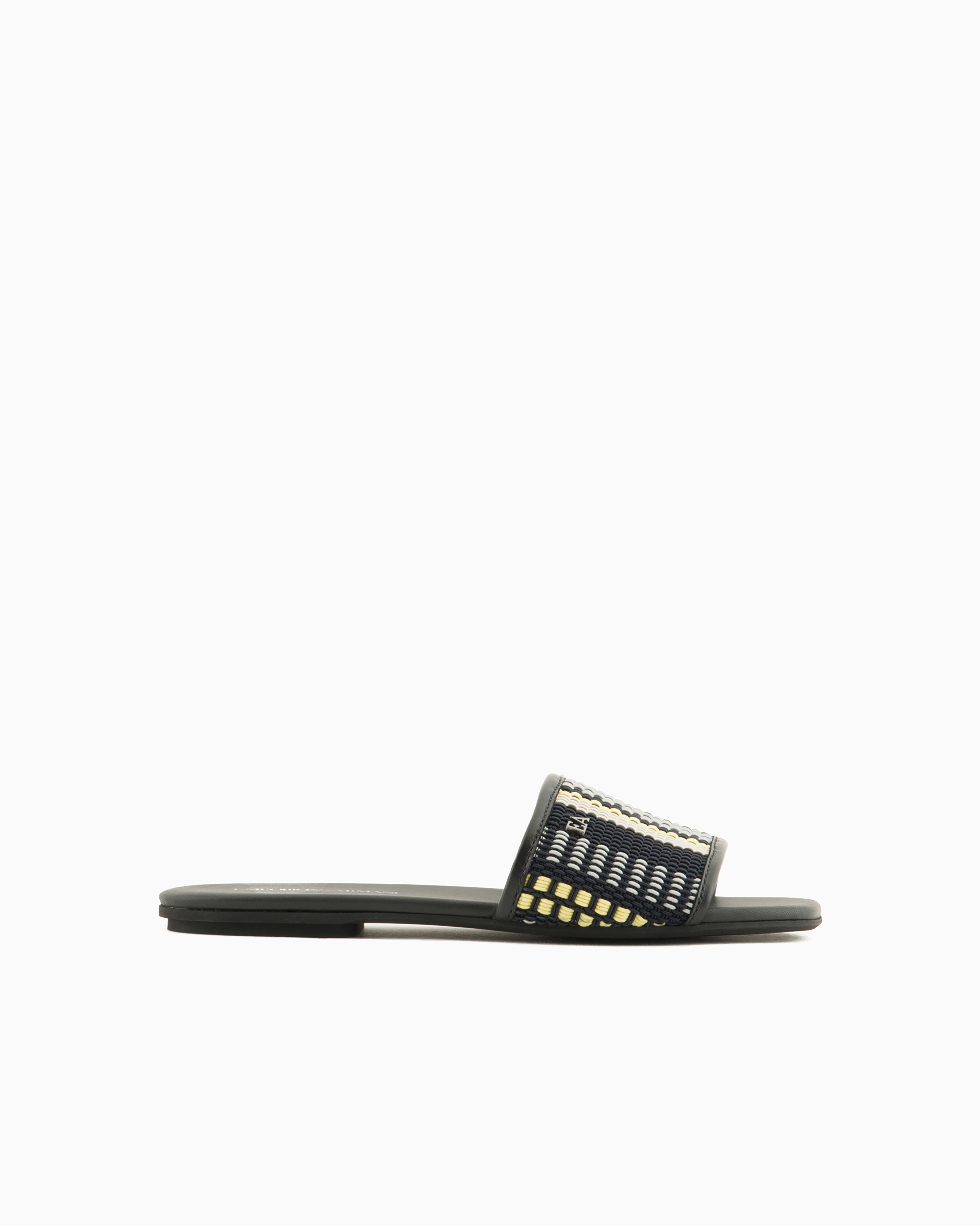 Emporio Armani Official Store Basketweave Sandals In Black