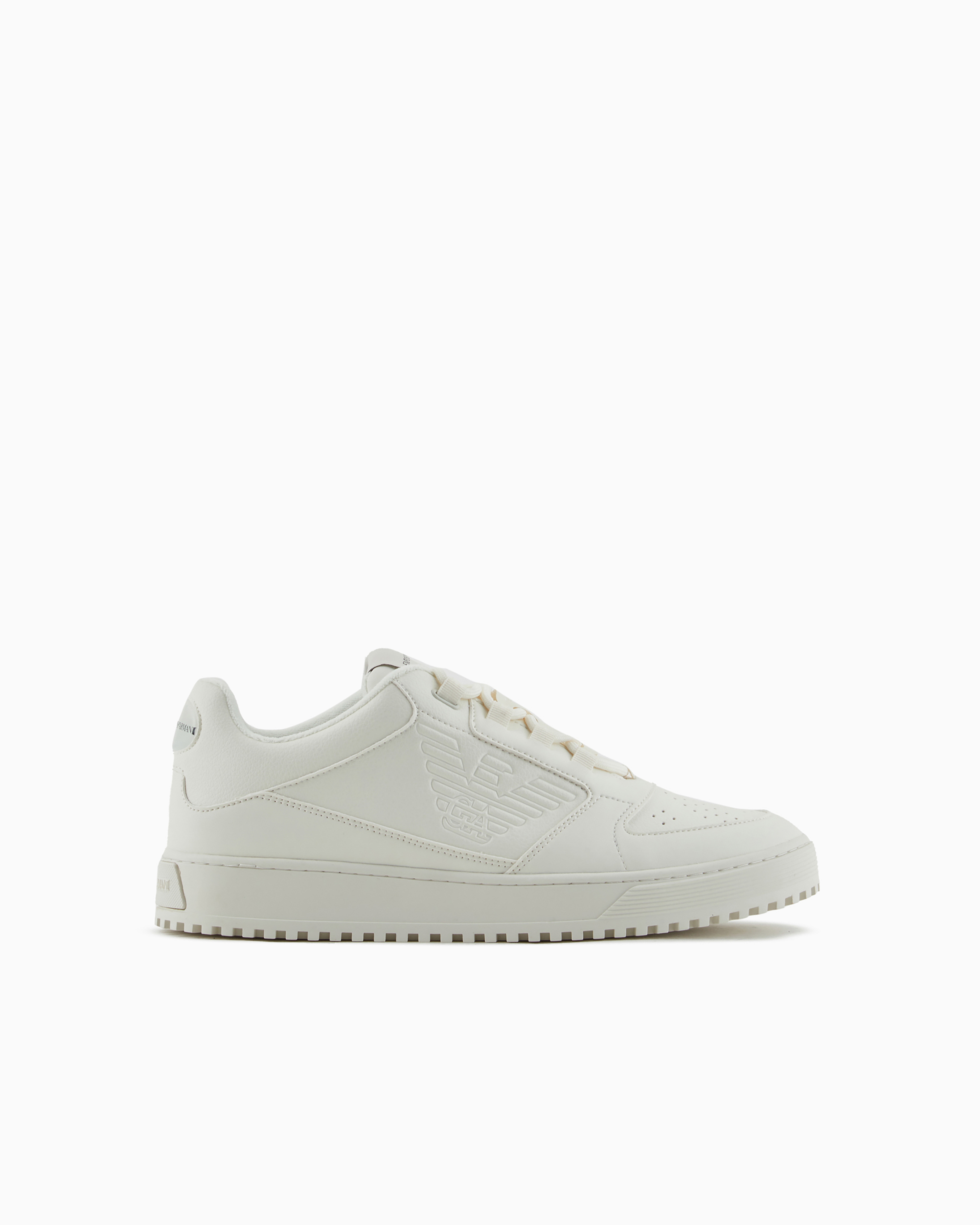 Emporio Armani Official Store Sneakers With Oversized Embossed Eagle In White