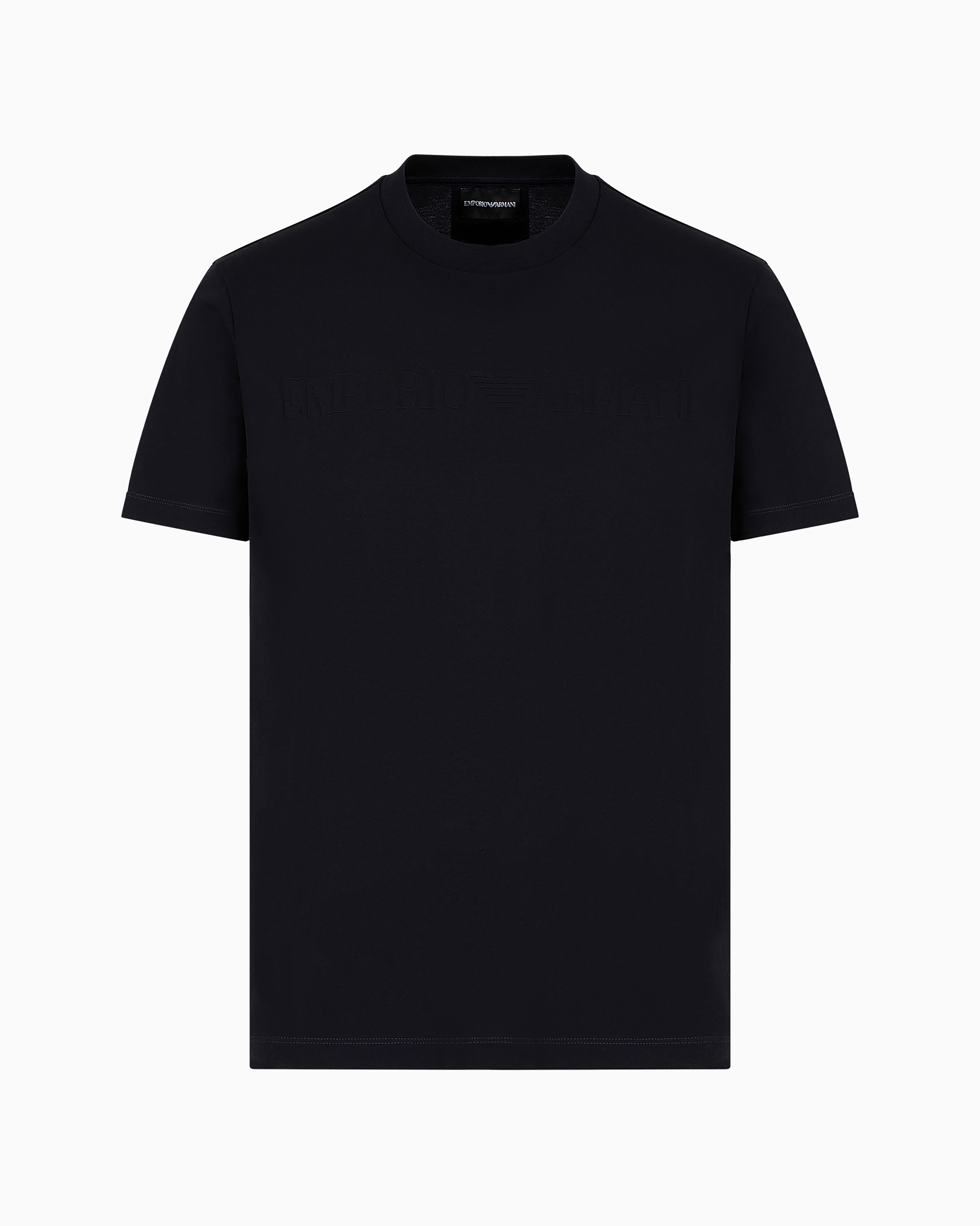 Emporio Armani Official Store Jersey T-shirt With Jacquard Logo In Blue
