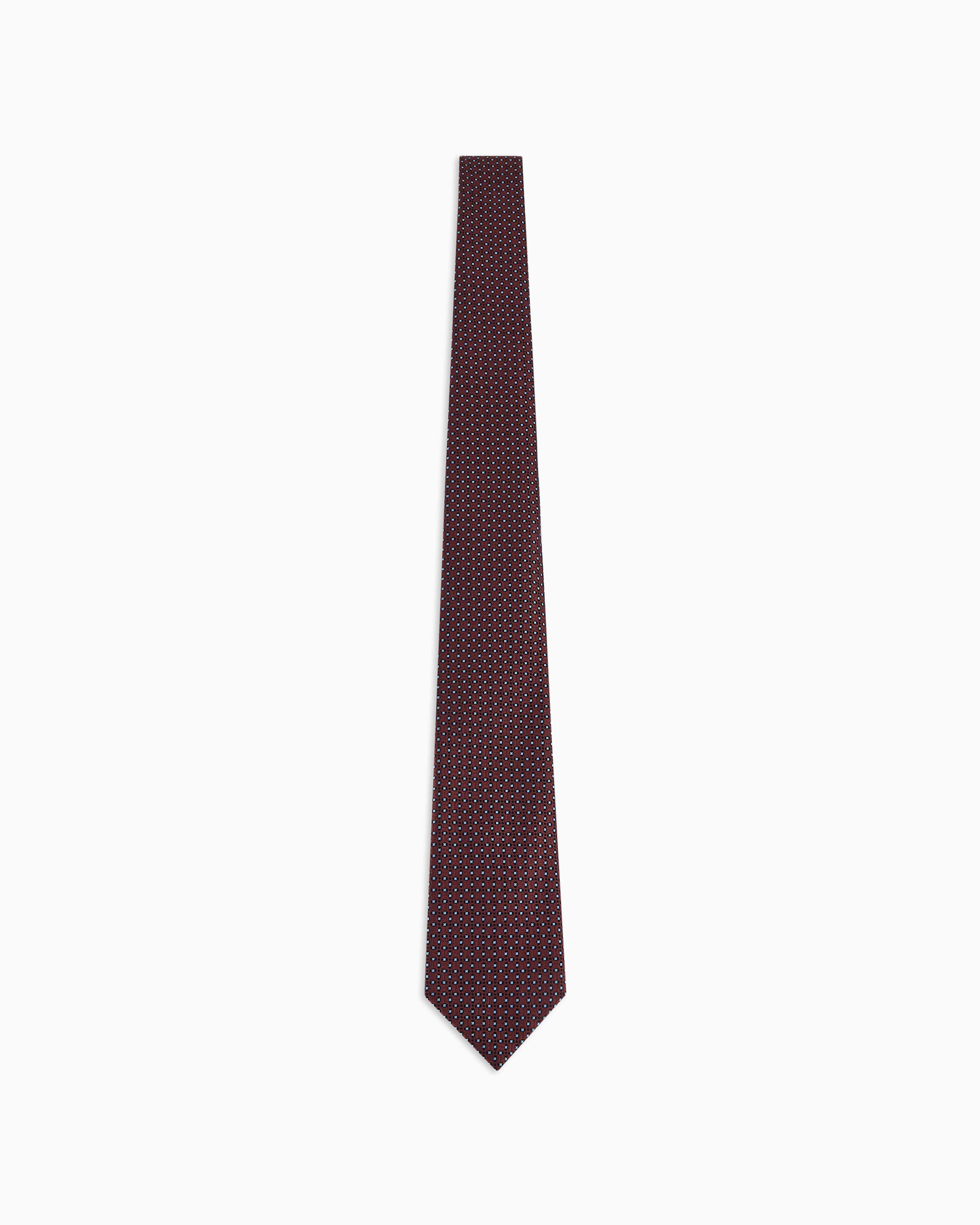 Emporio Armani Official Store Pure Silk Tie With Jacquard Op-art Micro Pattern In Bordeaux