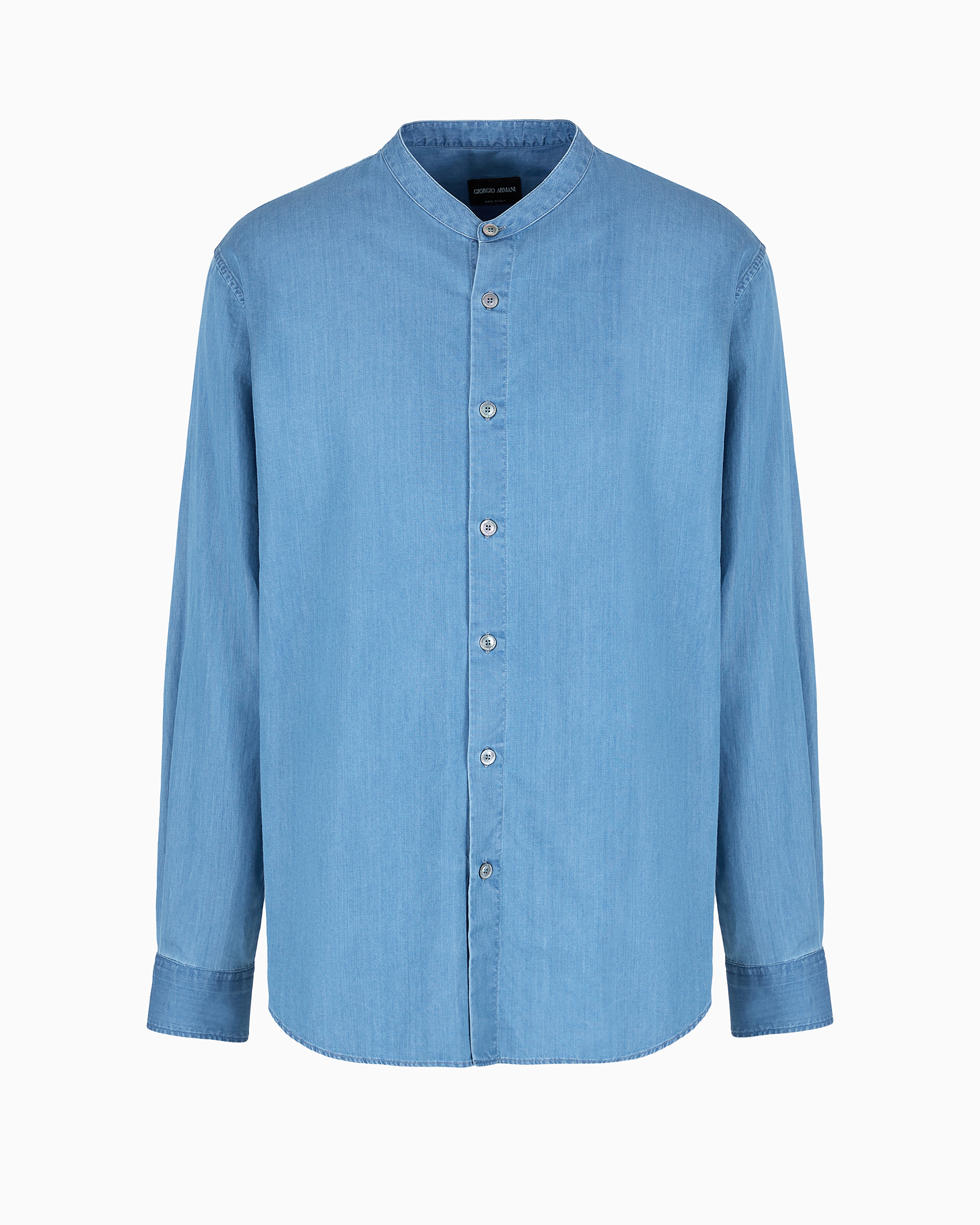 Giorgio Armani Official Store Denim Collection Cotton Denim Shirt In Light Blue