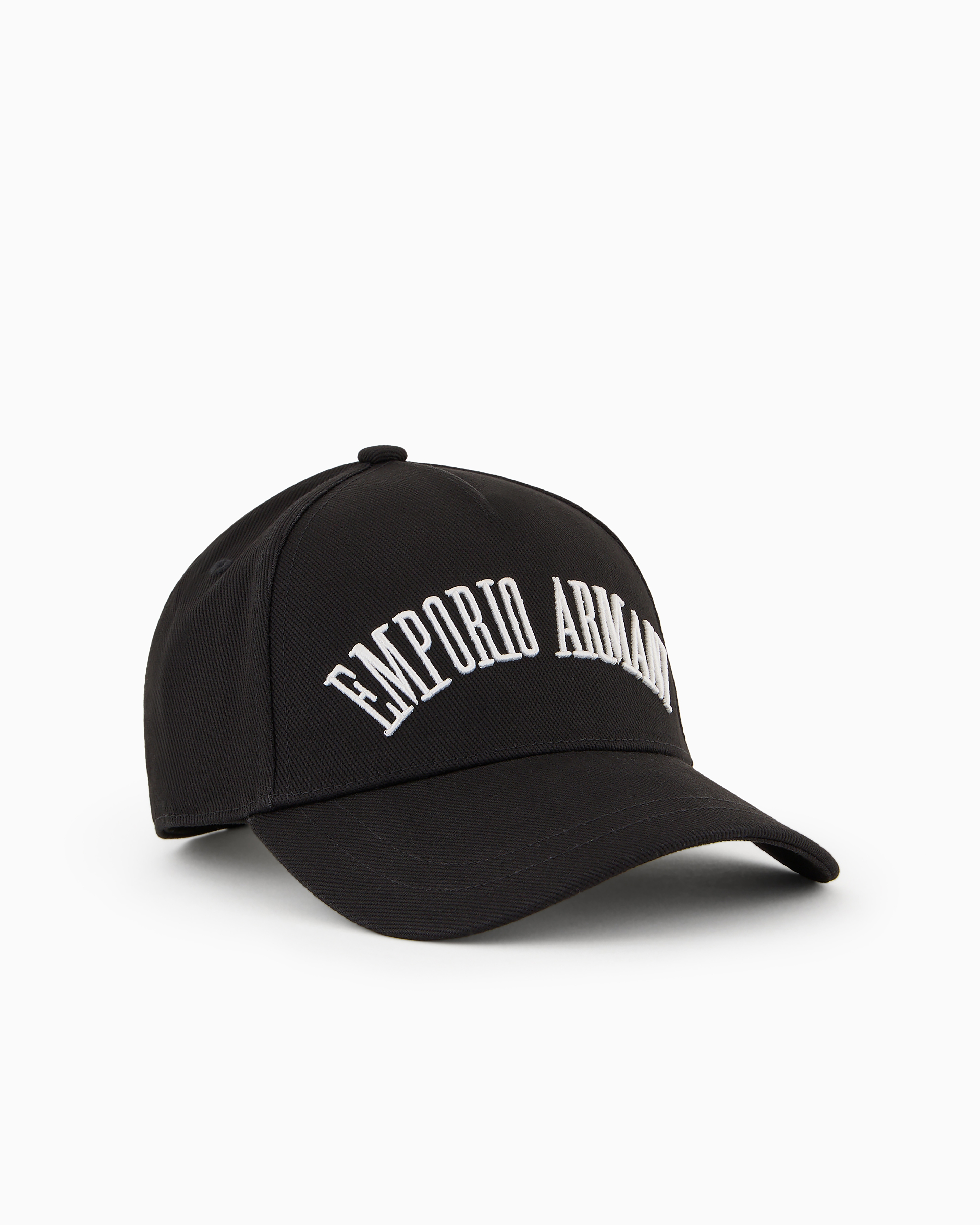 Emporio Armani Official Store Baseball Cap With Embroidered Oversized Logo In Black