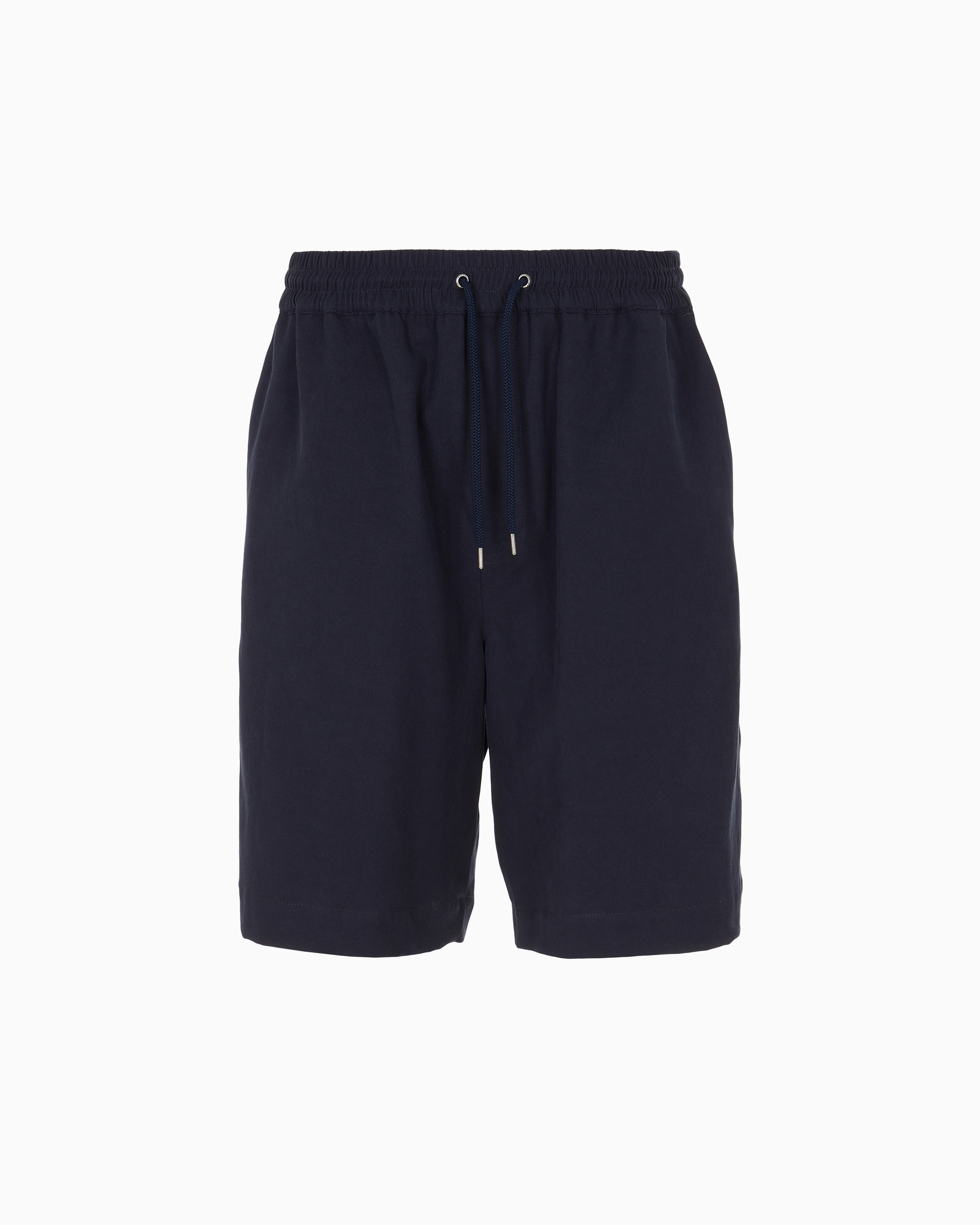 GIORGIO ARMANI FLAT FRONT BERMUDA SHORTS MADE OF LYOCELL CANVAS AND COTTON 