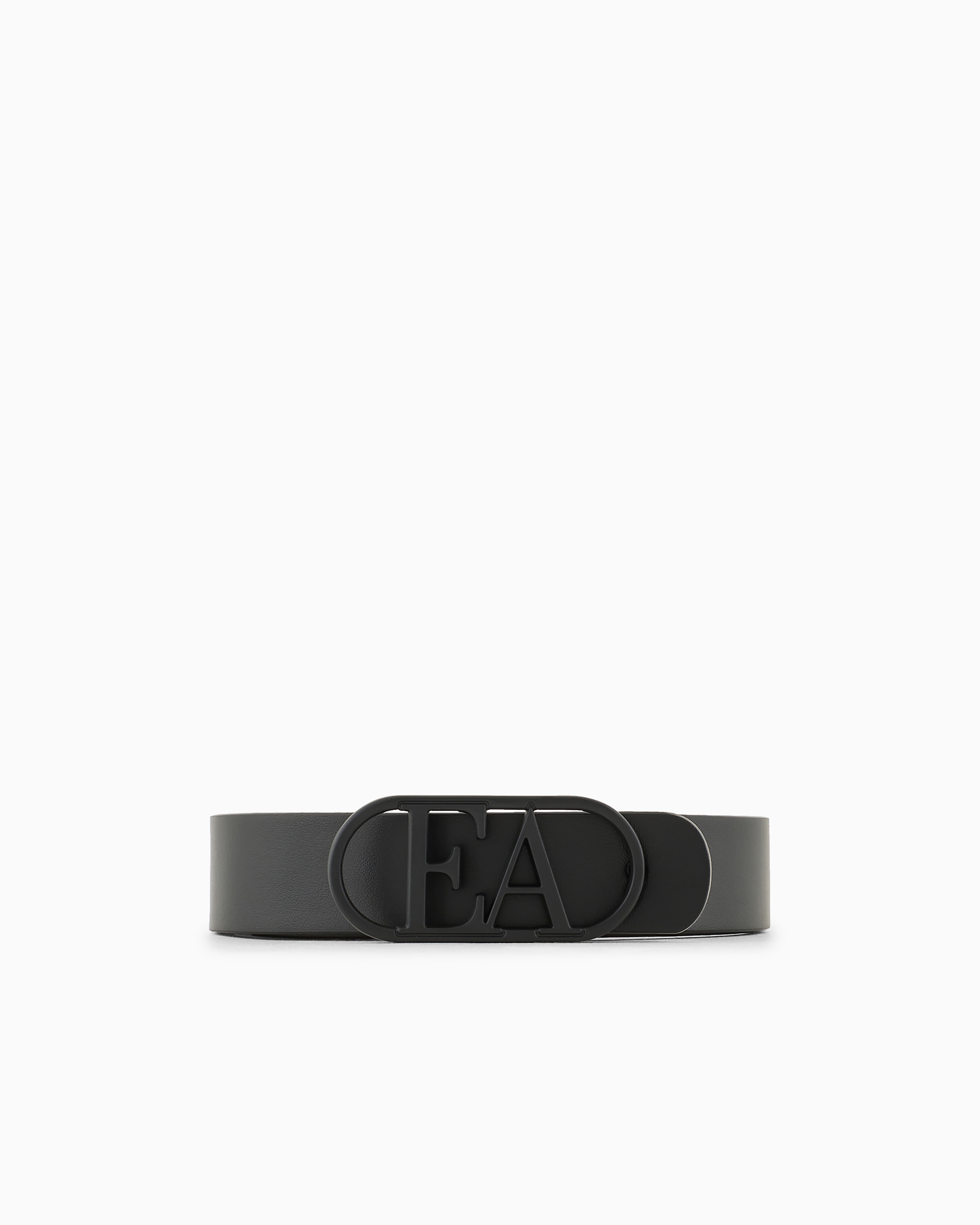 Emporio Armani Official Store Leather Belt With Ea Buckle In Black Logo