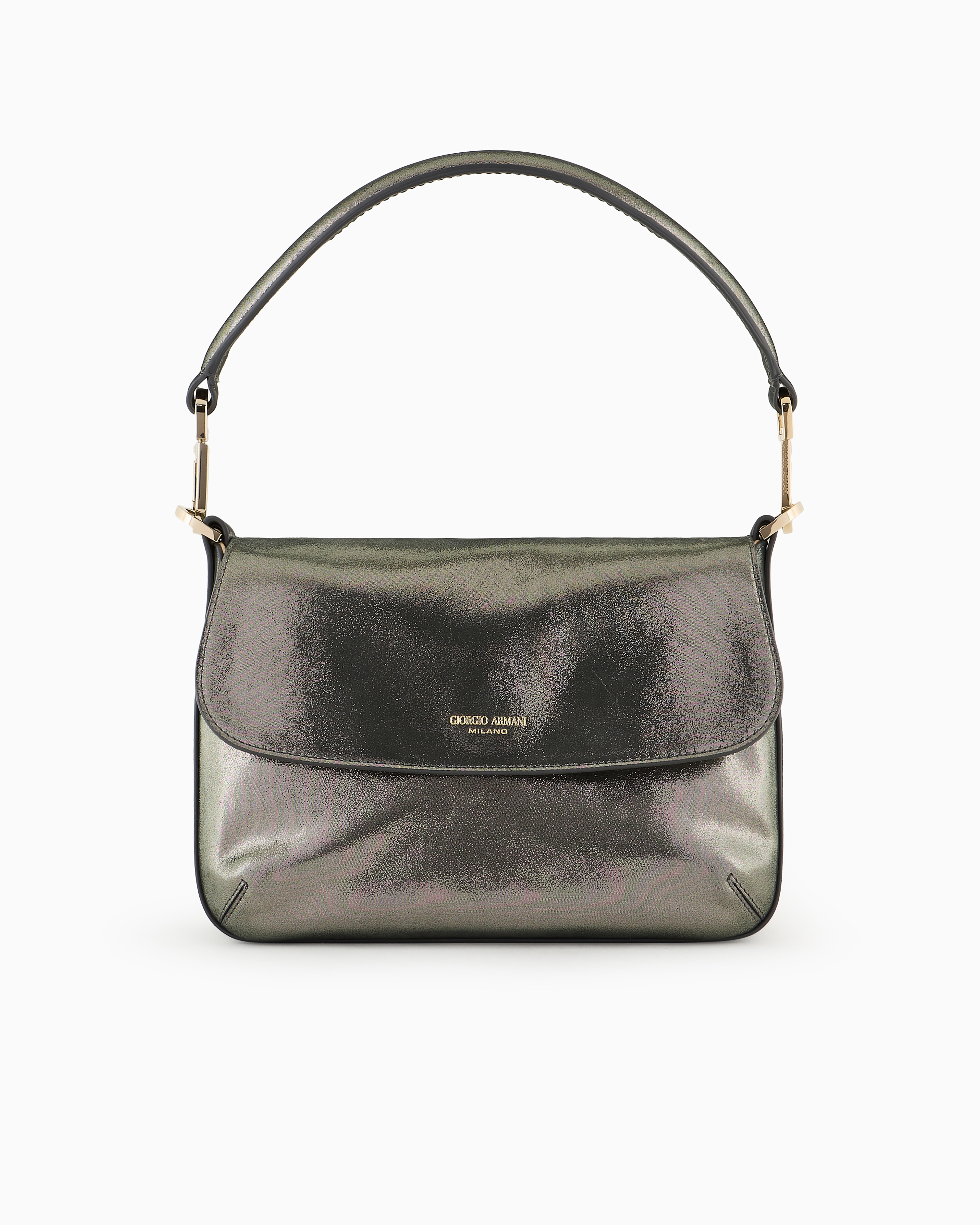 Giorgio Armani Shimmering Nubuck Small Baguette Bag La Prima Soft In Black