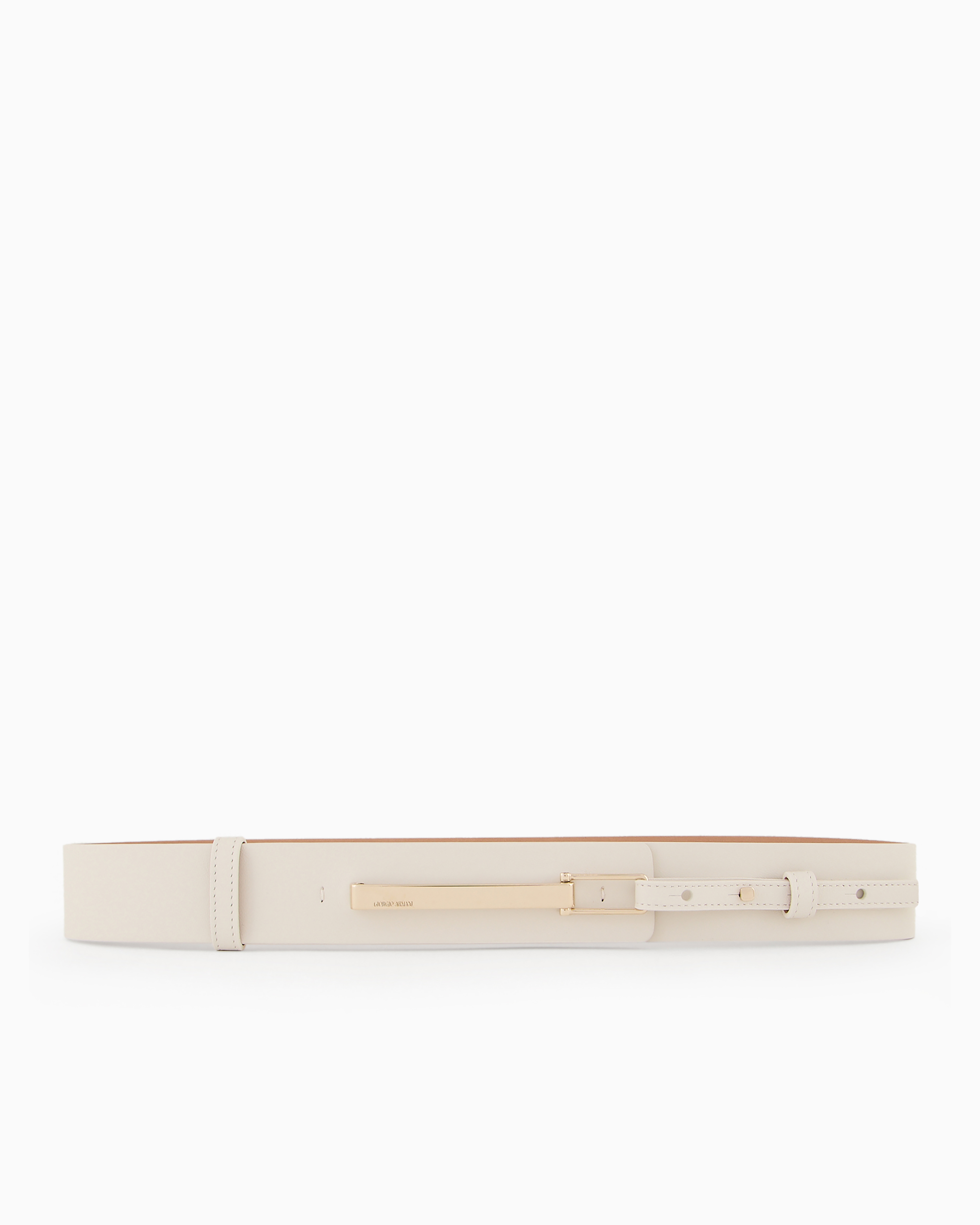 Giorgio Armani Asv Leather Belt With Metal Closure In Neutral