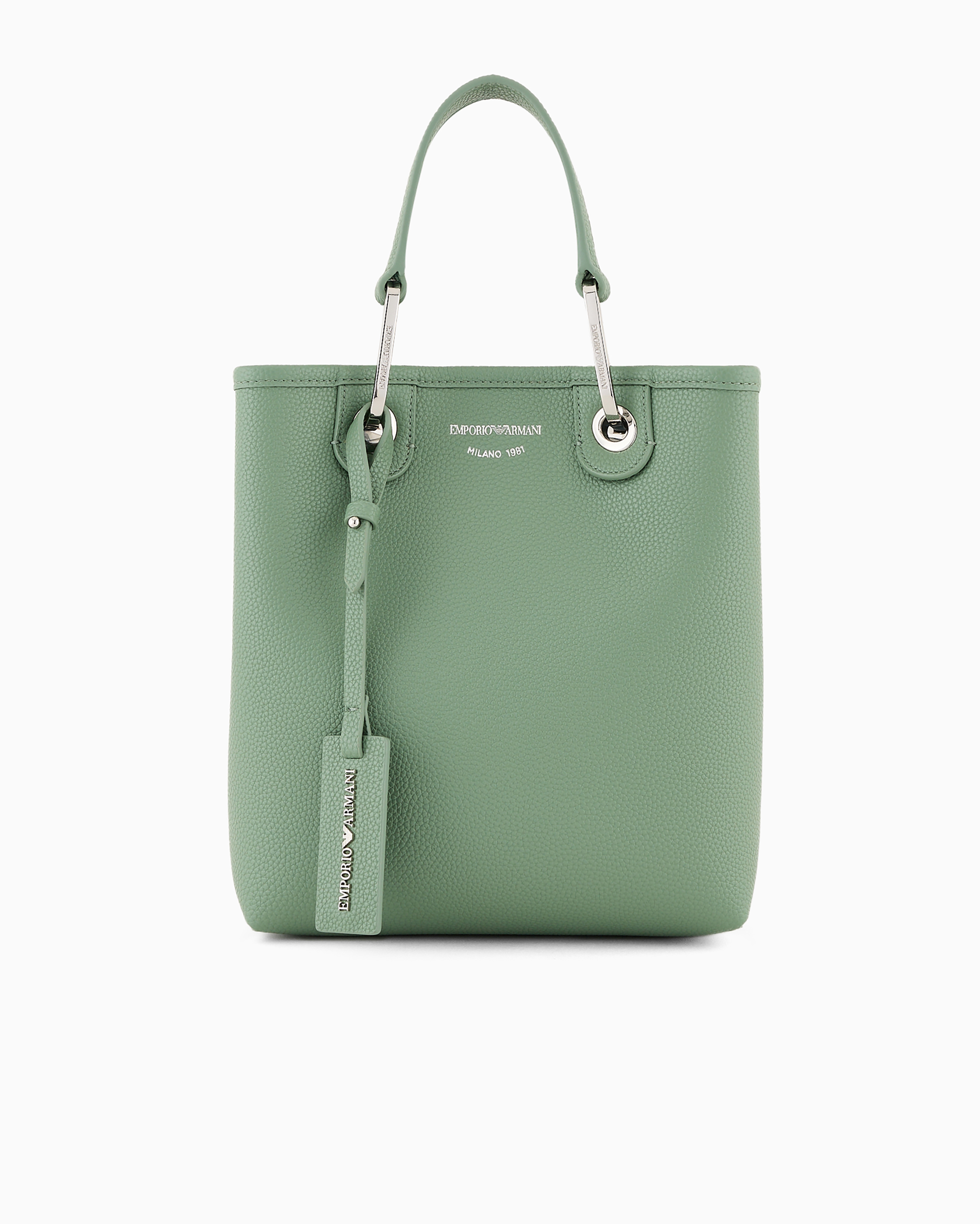 Emporio Armani Official Store Deer-print Myea Vertical Shopper Bag In Green