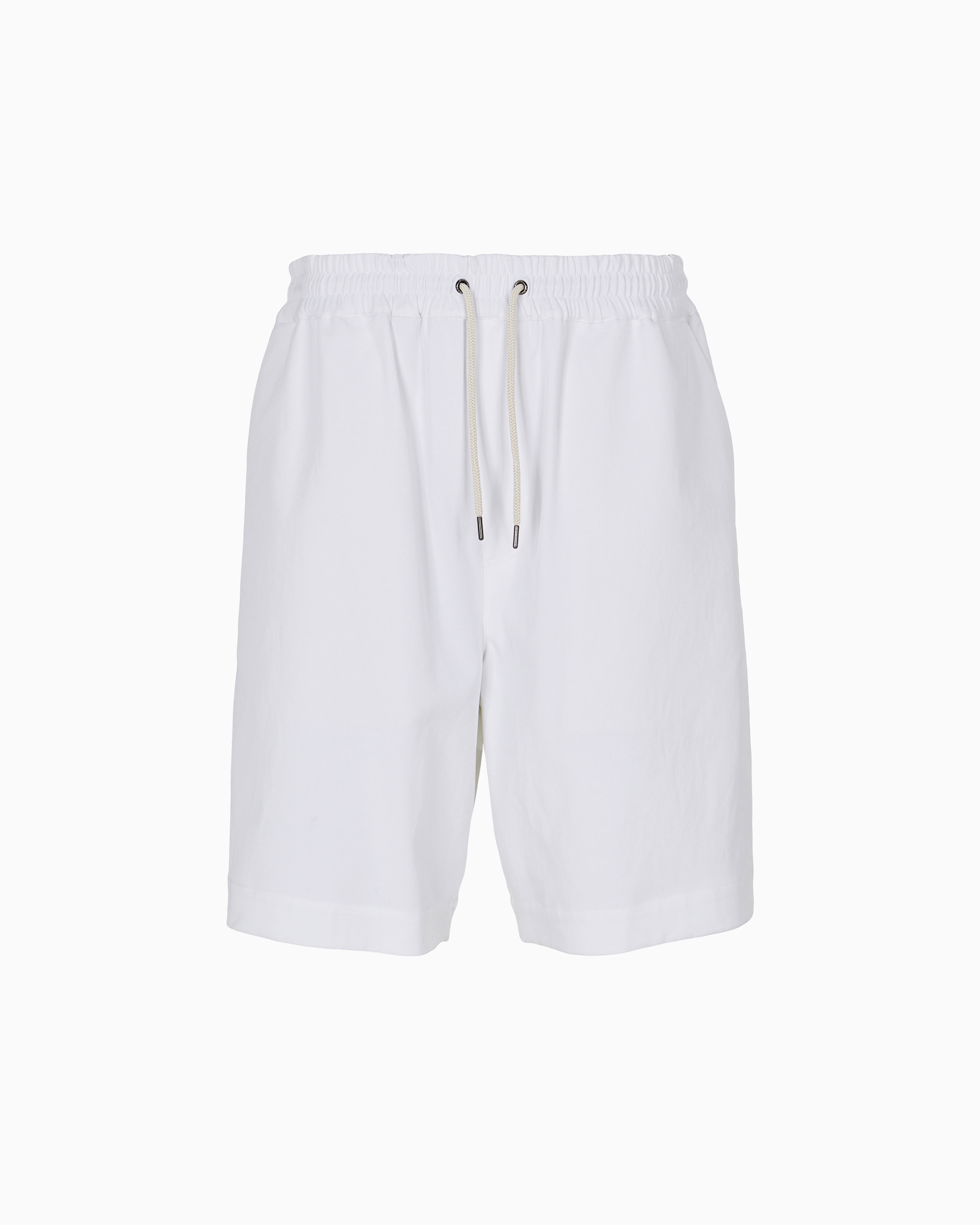 Giorgio Armani Flat Front Bermuda Shorts Made Of Lyocell Canvas And Cotton In White