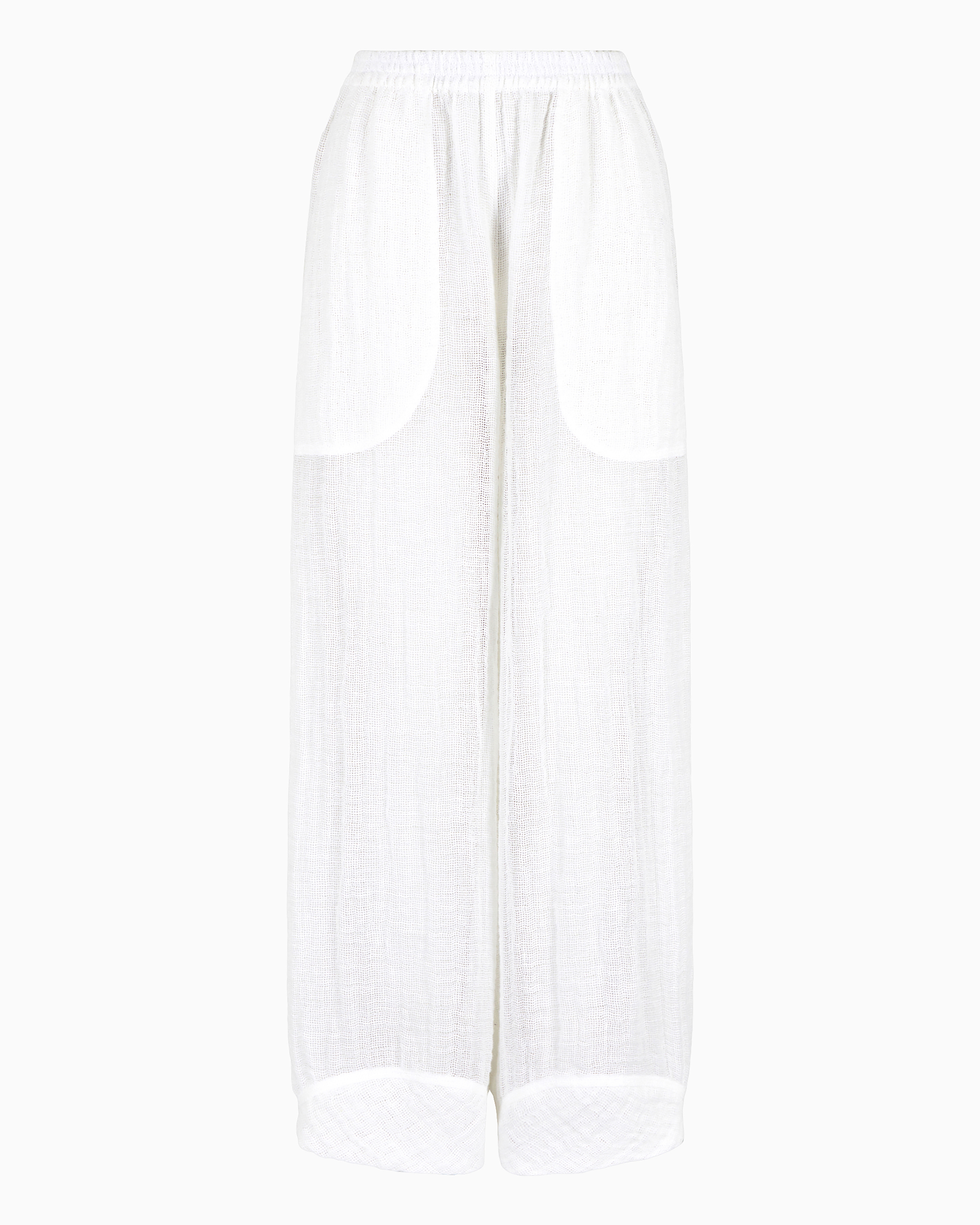 Giorgio Armani Official Store Wide Linen-blend Trousers In White