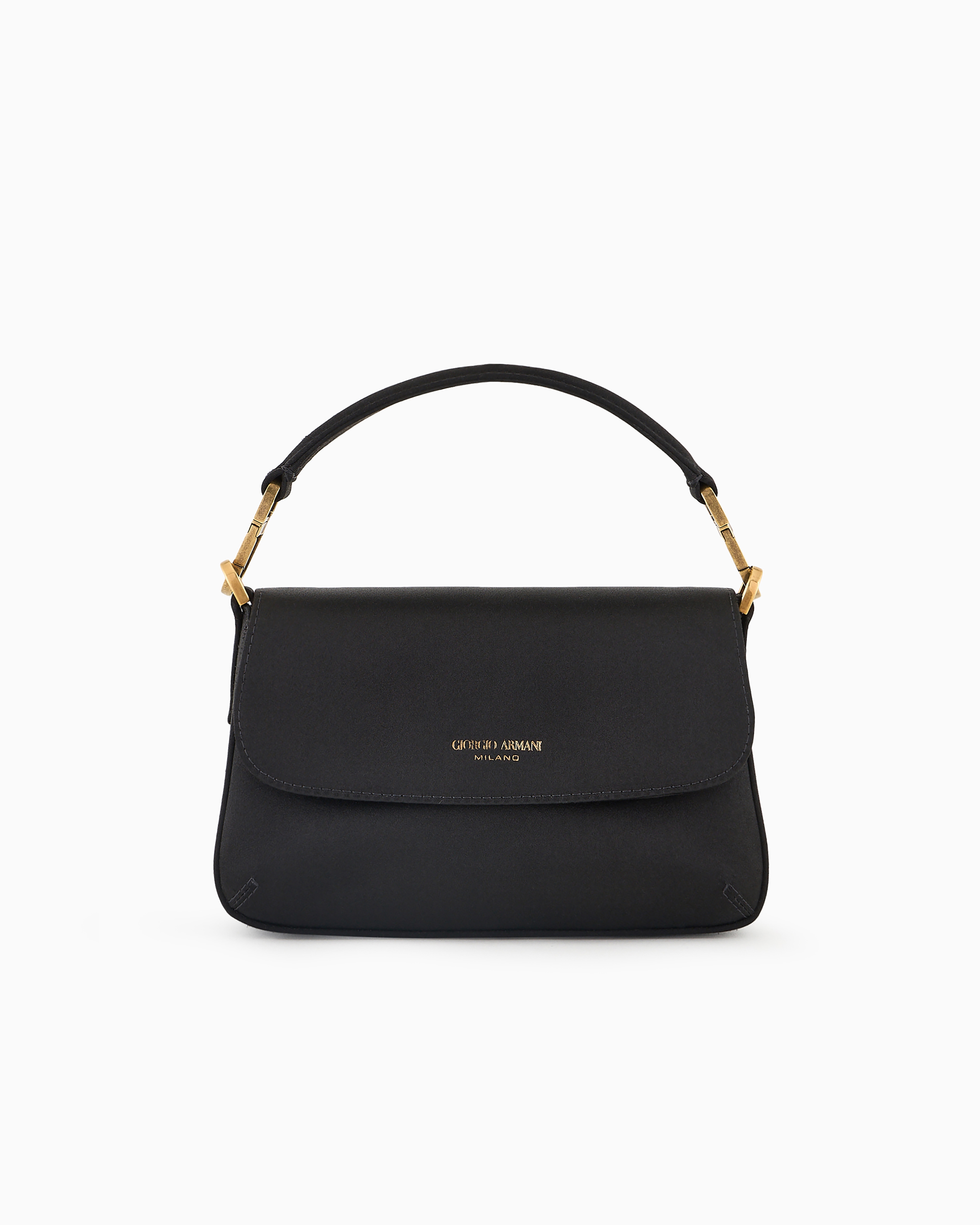 Giorgio Armani Official Store Mini Satin La Prima Baguette Bag In Black