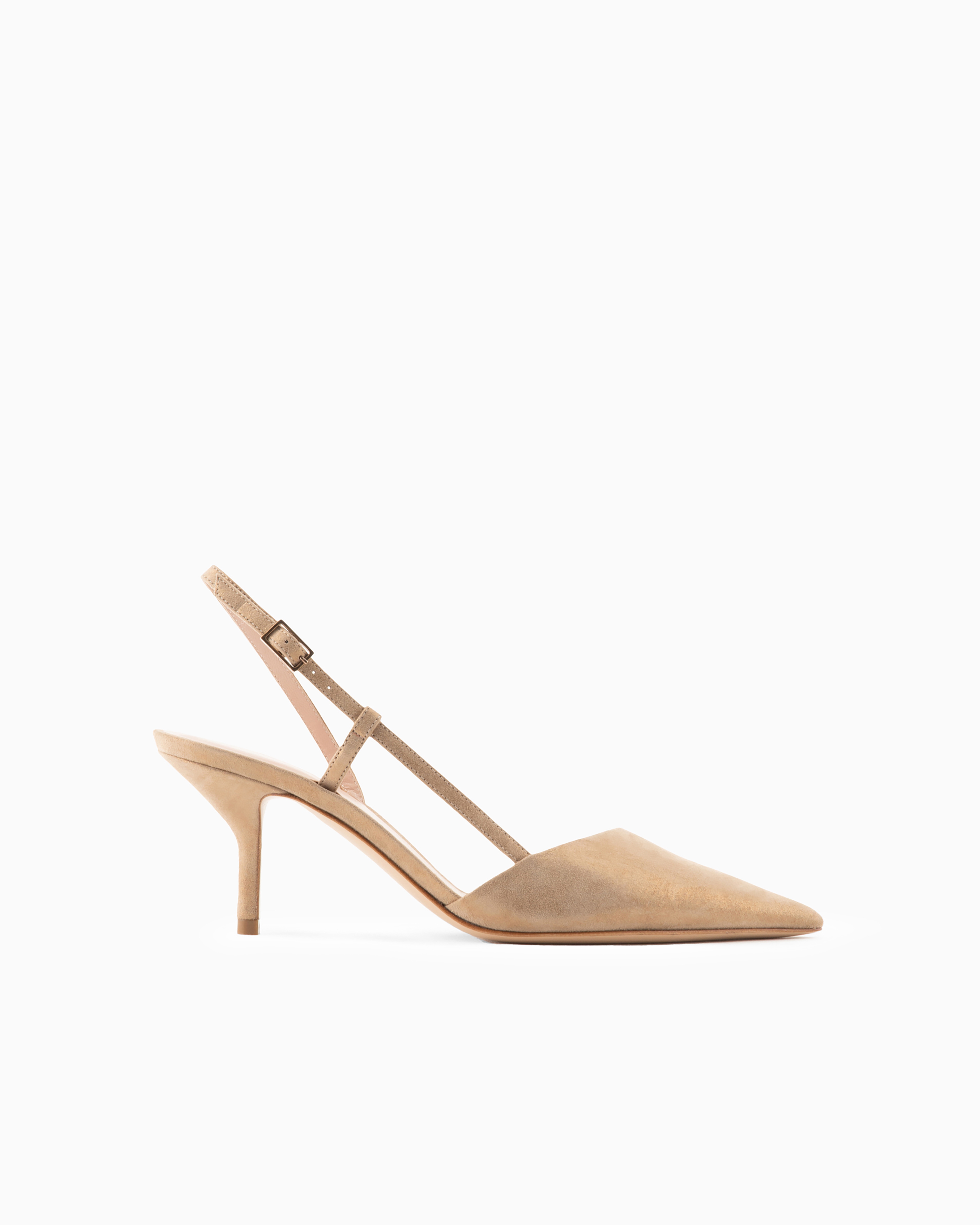 Giorgio Armani Official Store Laminated Suede Slingbacks In Neutral