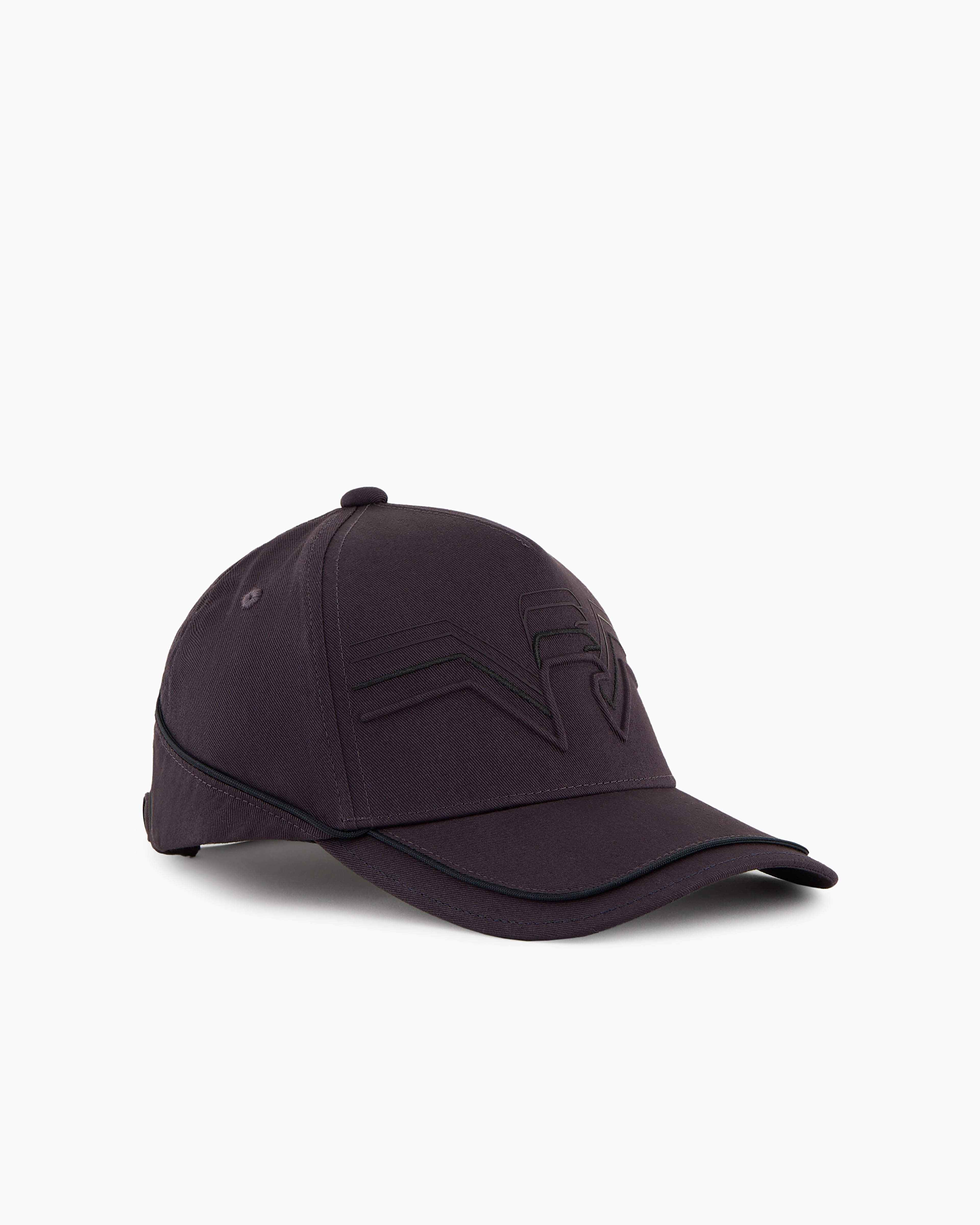 Emporio Armani Official Store Baseball Cap With Piping And Embossed Oversized Logo In Black