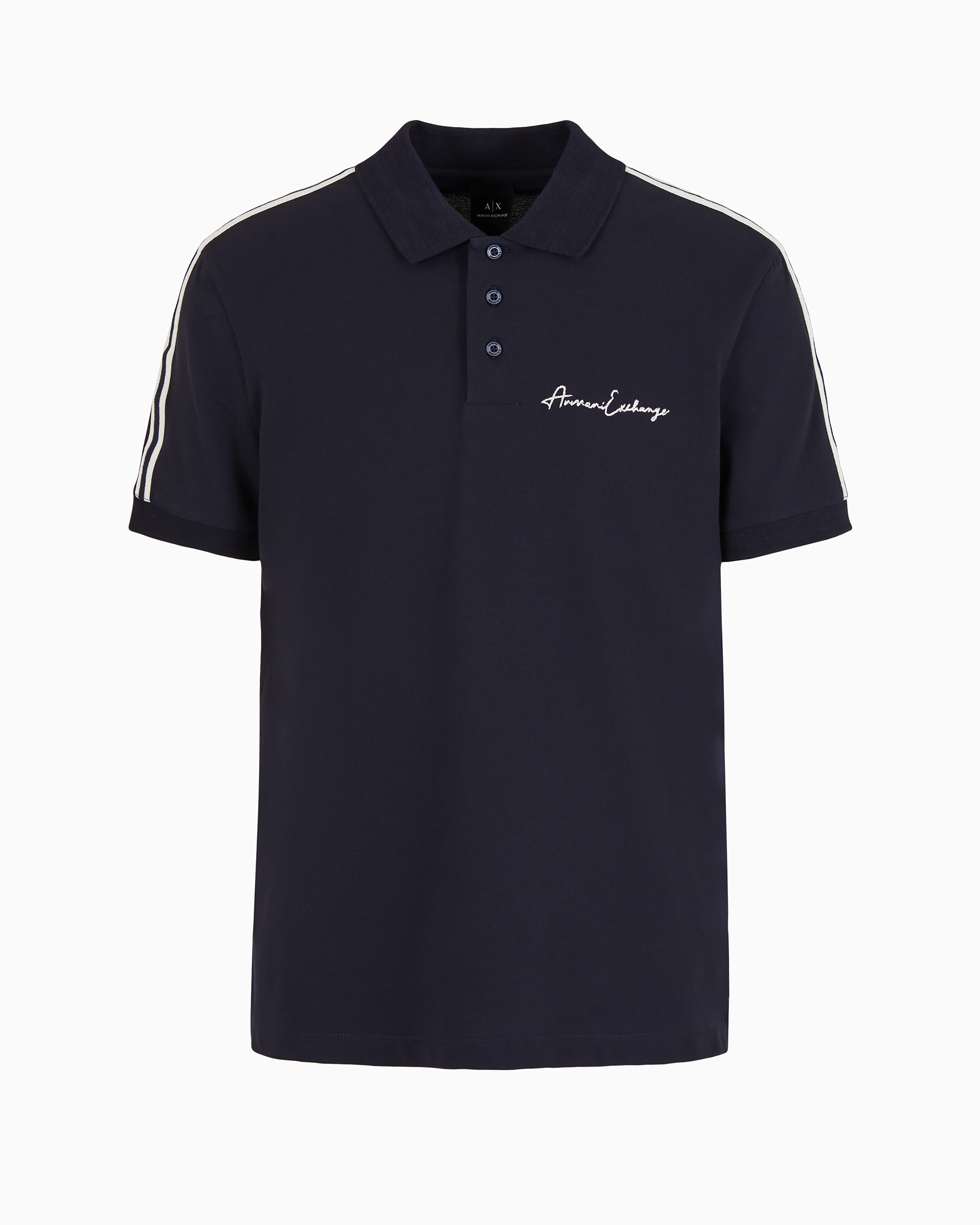 Armani Exchange Official Store Regular Fit Polo Shirt With Signature Logo In Blue
