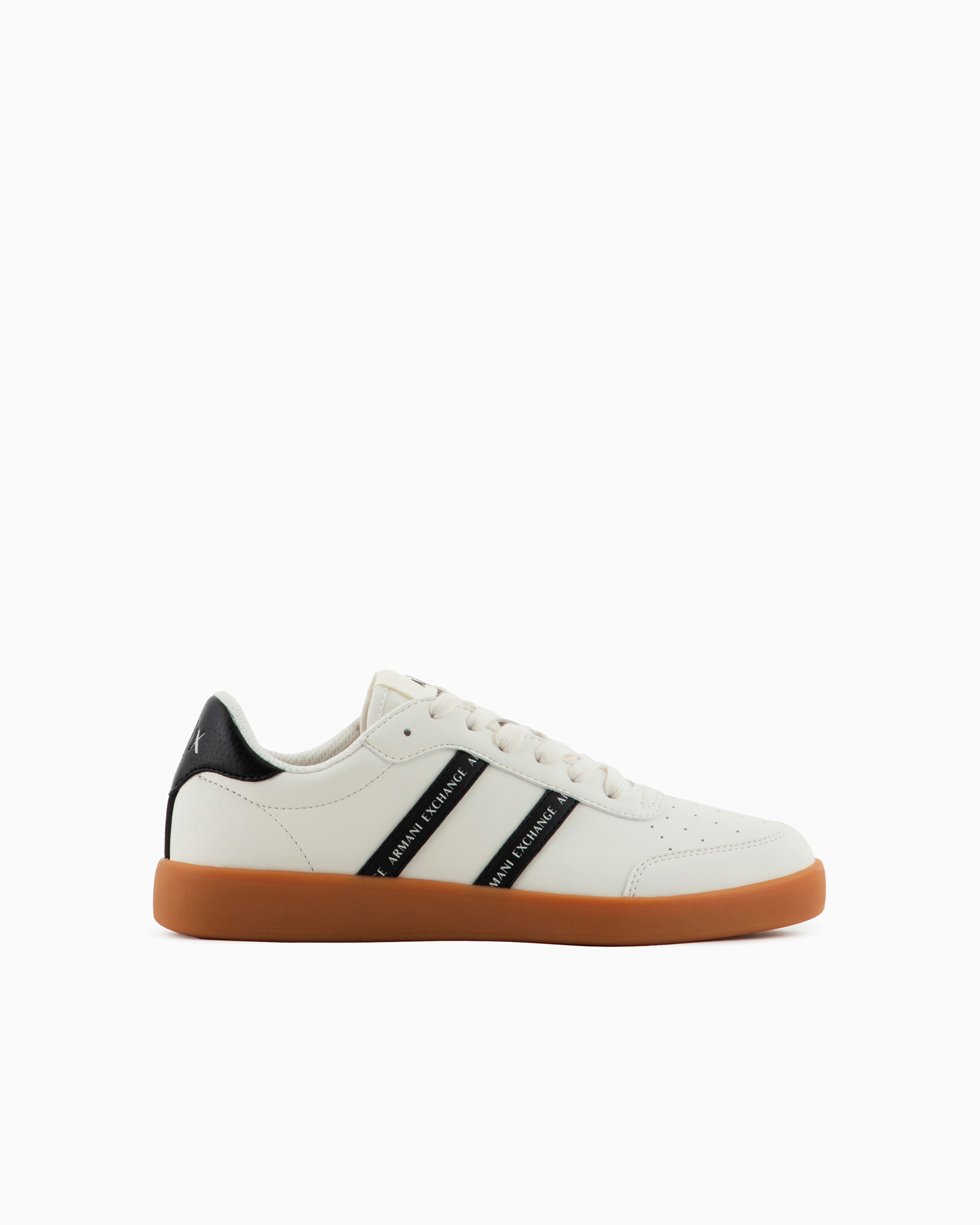 Armani Exchange Official Store Sneakers With Contrasting Side Bands In Bianco E Nero