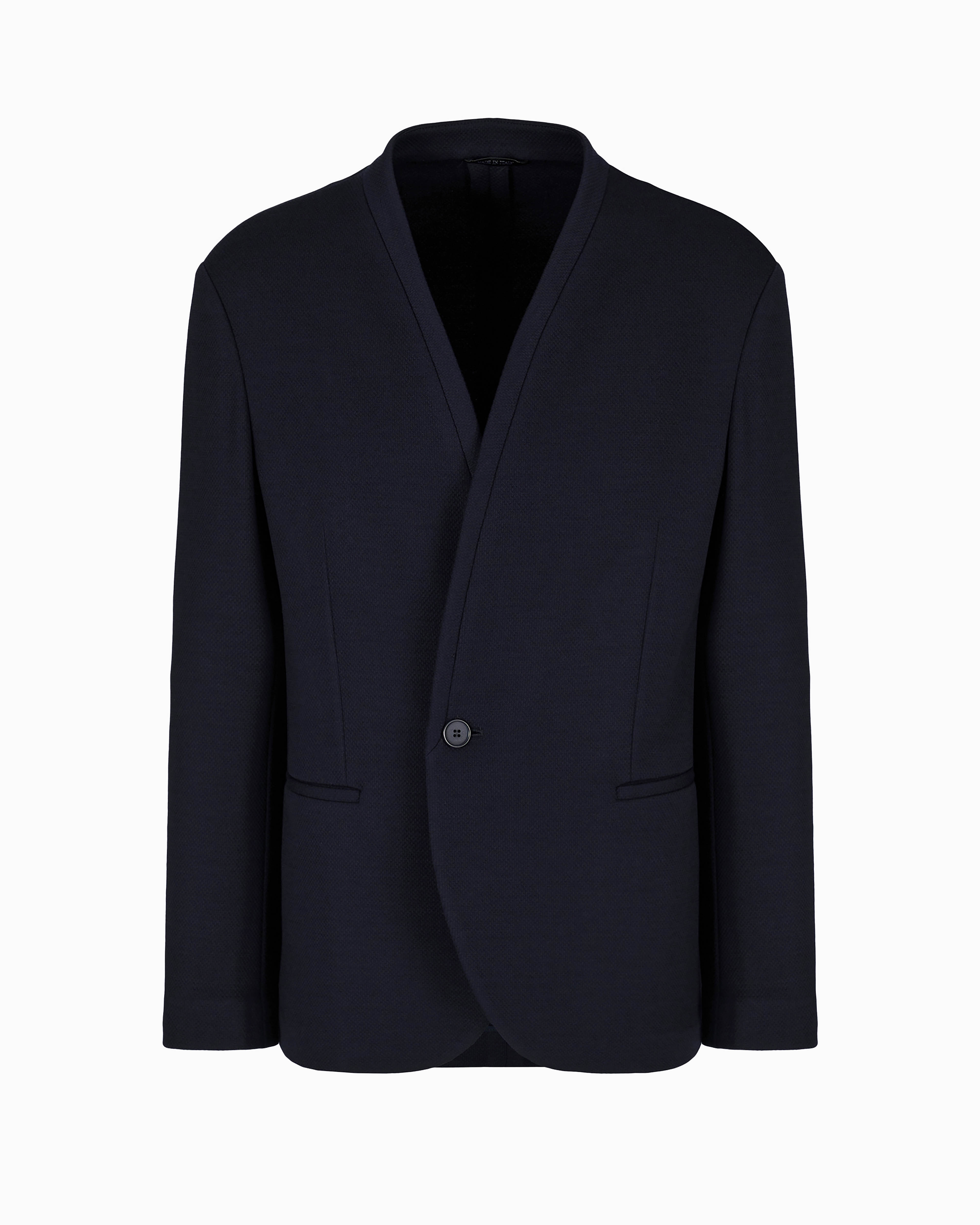 Giorgio Armani Official Store Asv Single-breasted Jacket In Lyocell And Wool Jersey In Midnight Blue