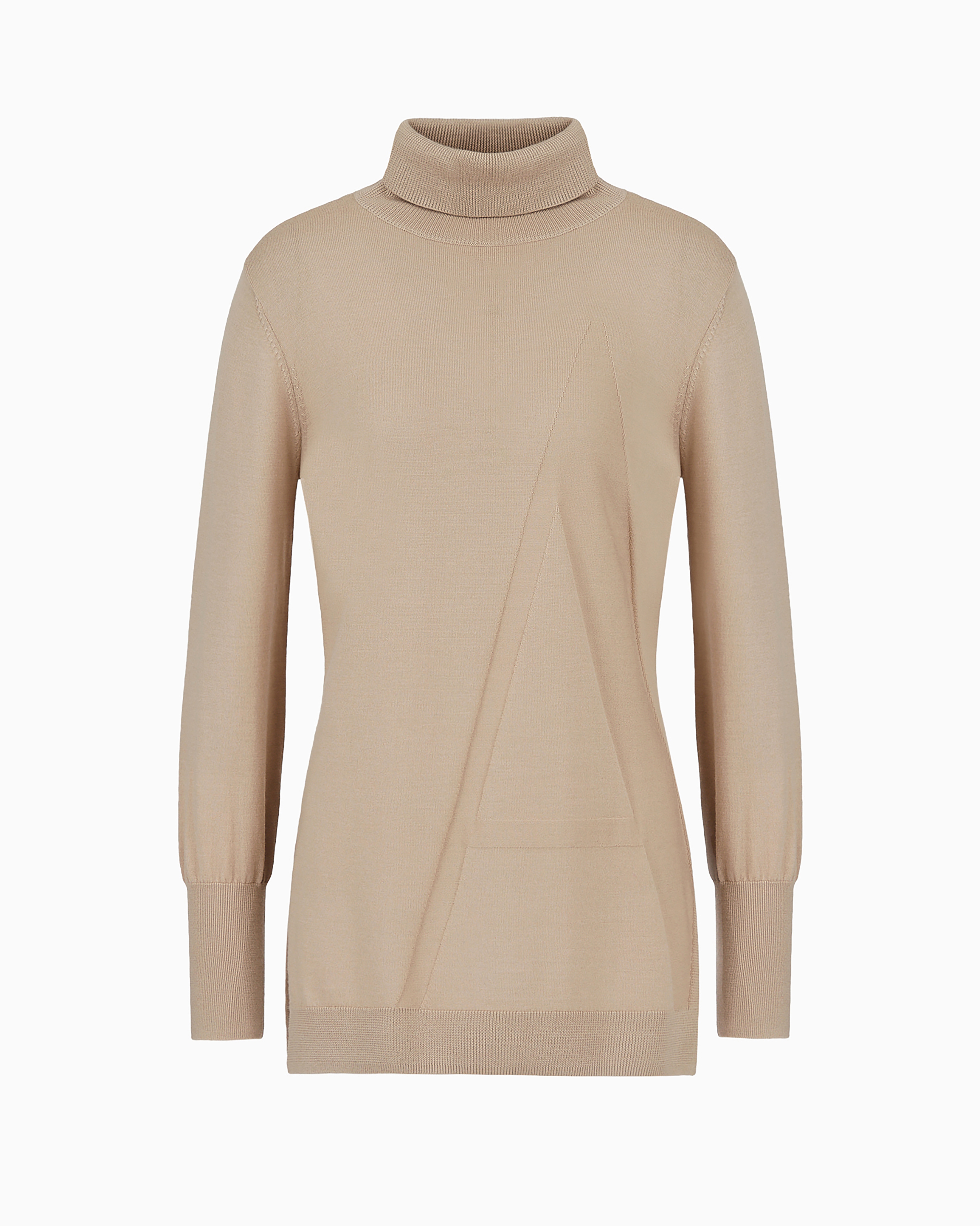 Shop Armani Exchange A-line Jacquard Logo Turtleneck Sweater In Beige