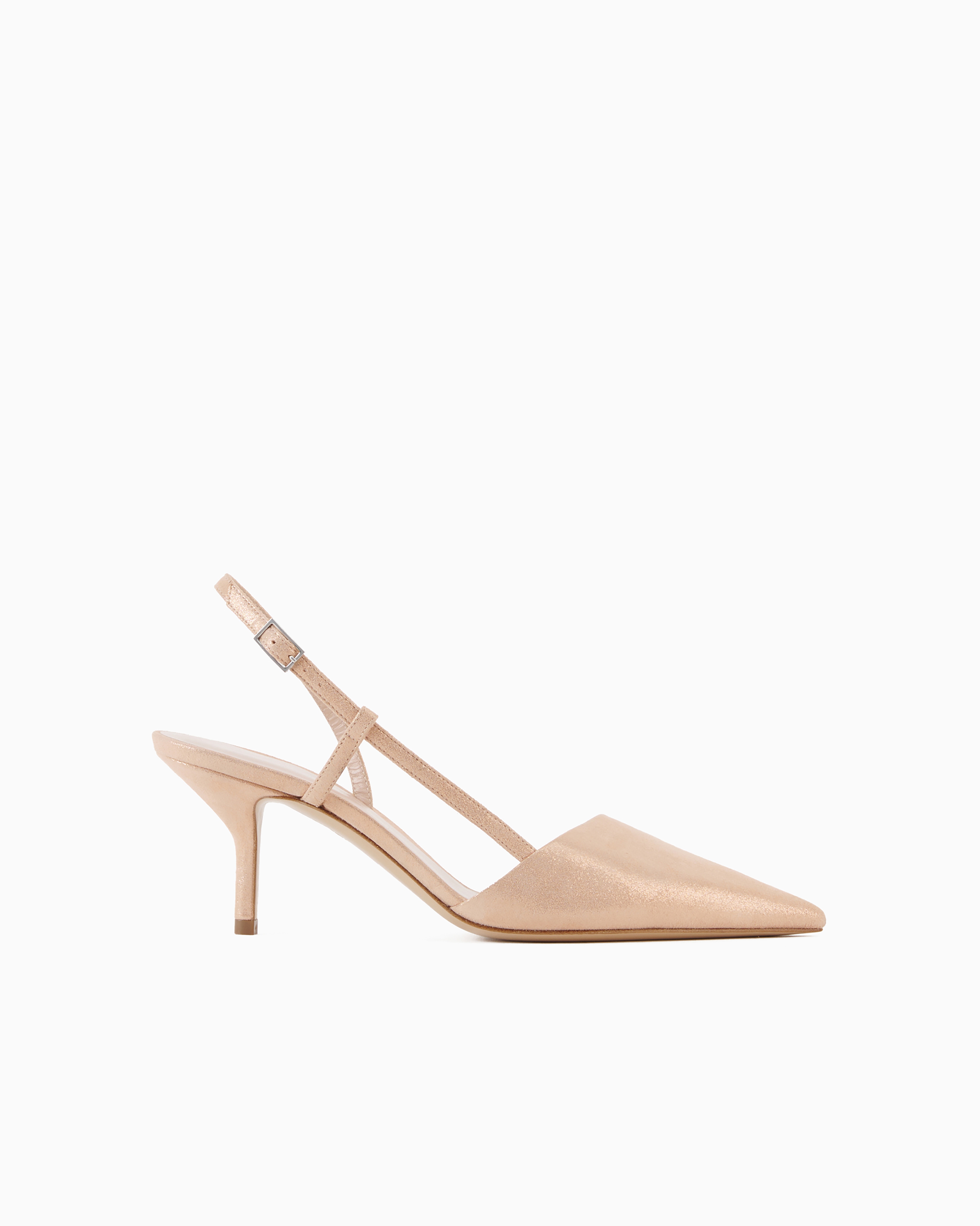 Giorgio Armani Official Store Laminated Suede Slingbacks In Powder Pink