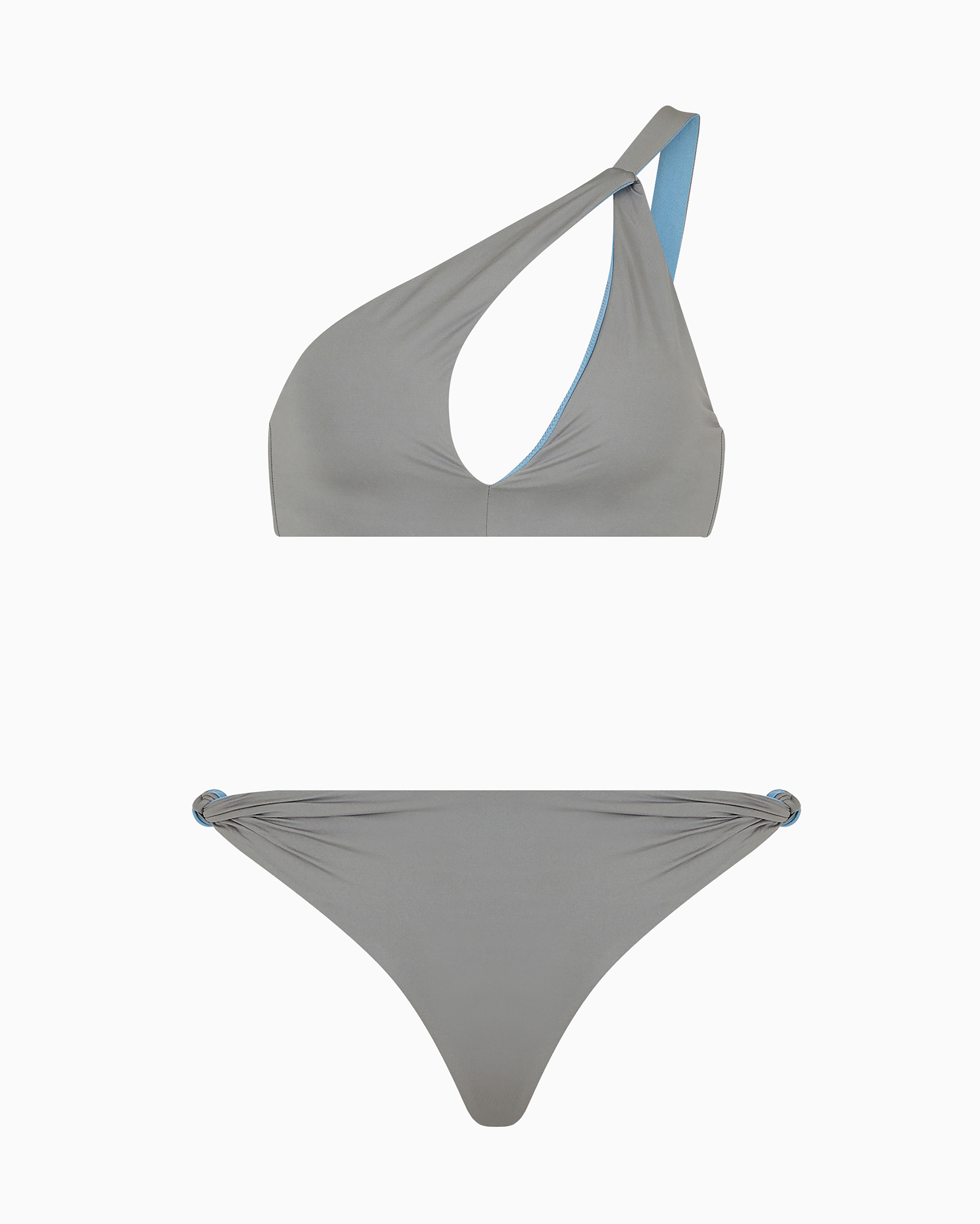 Giorgio Armani Official Store Asymmetric Bandeau Bikini In Gray