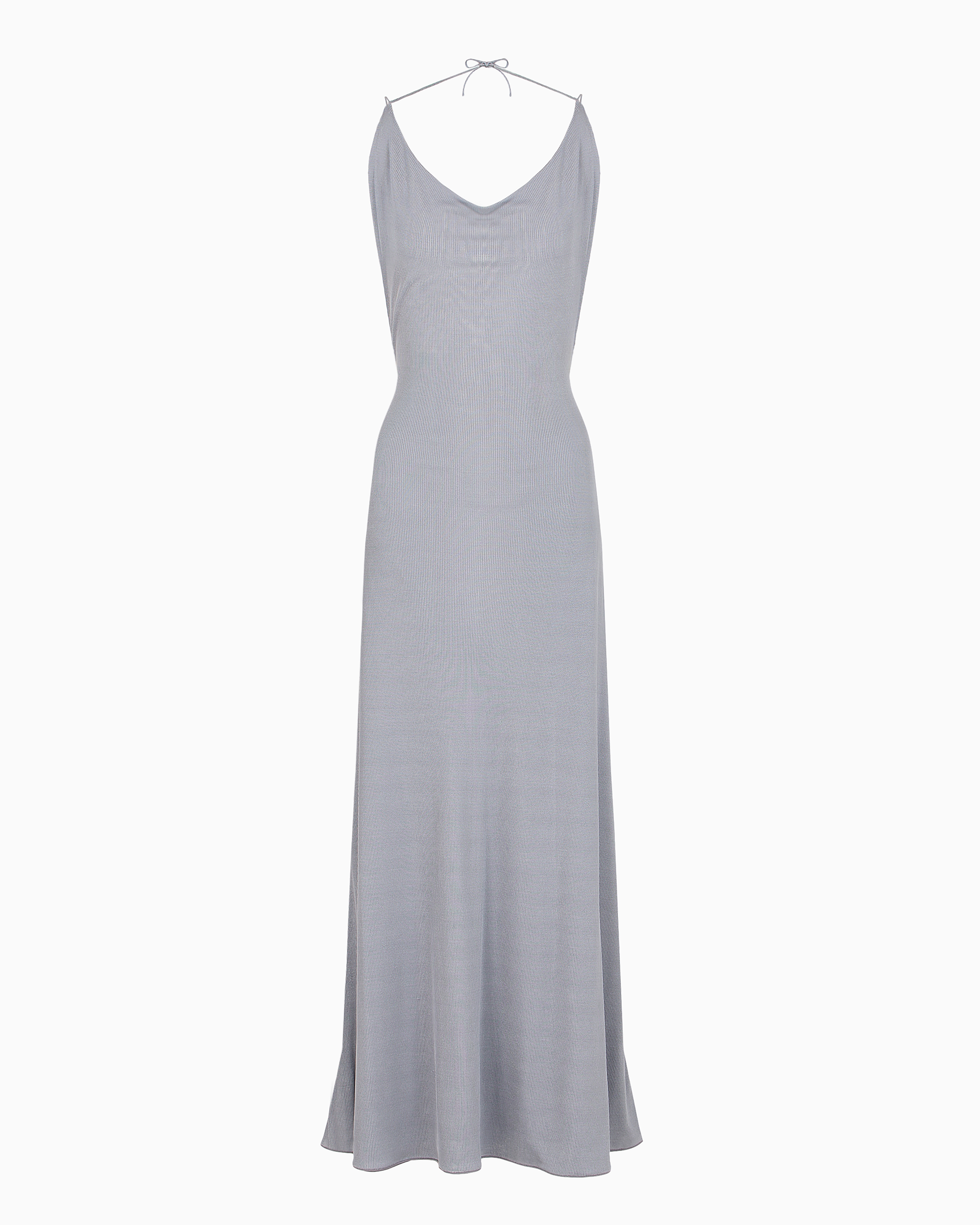 Giorgio Armani Official Store Long Dress In A Ribbed Viscose Blend In Gray