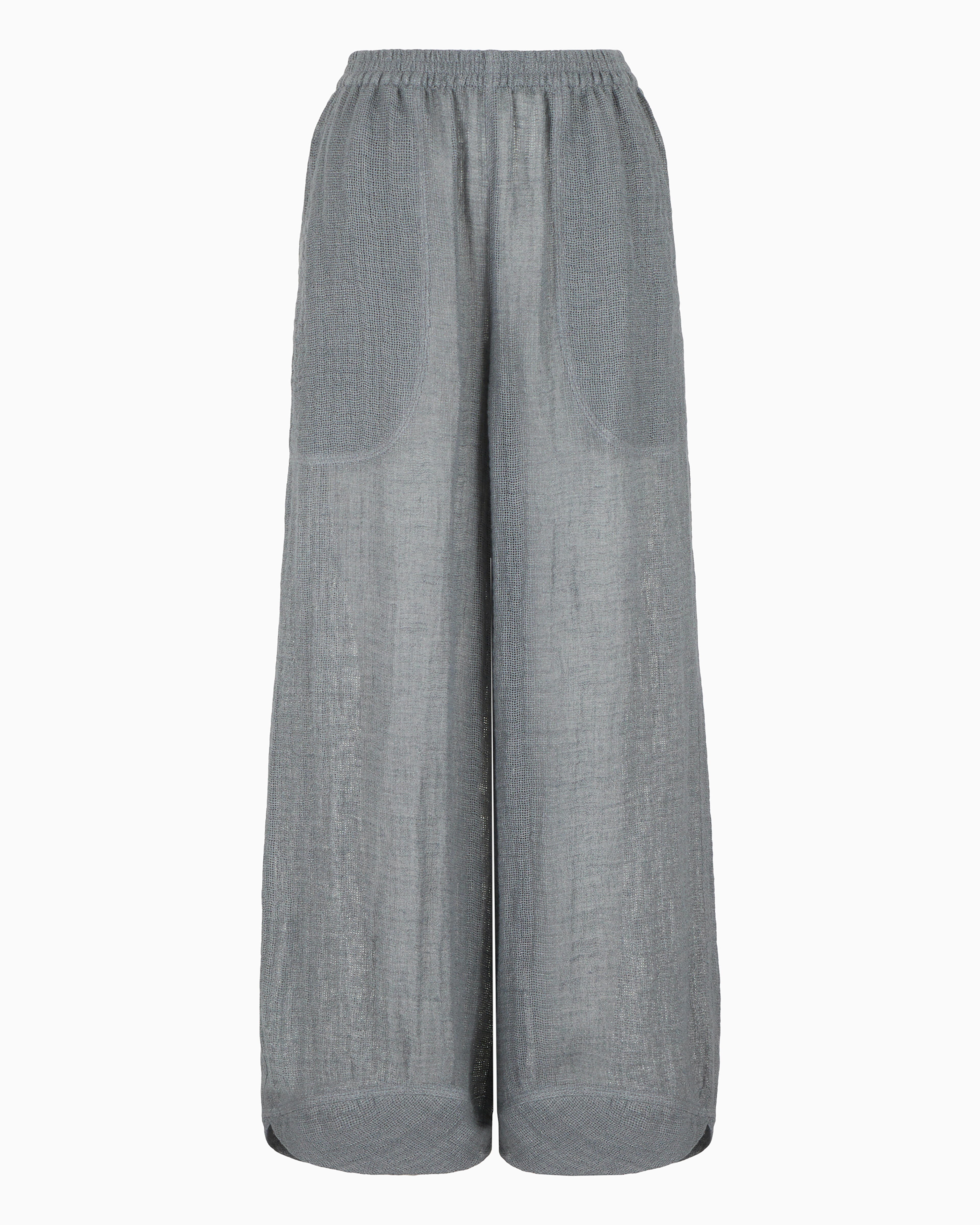 Giorgio Armani Official Store Wide Linen-blend Trousers In Grgio