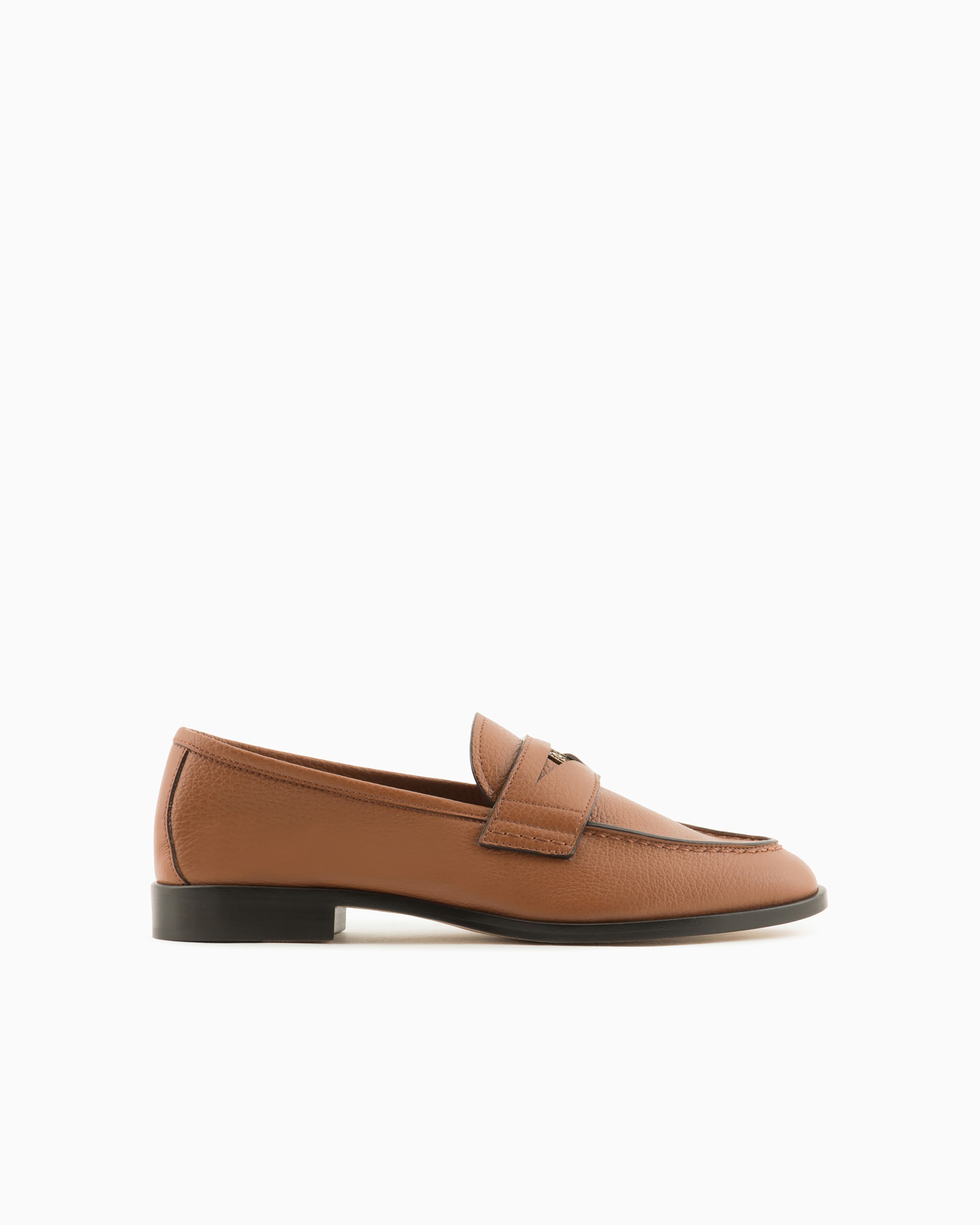 Giorgio Armani Official Store Deerskin Loafers In Buff