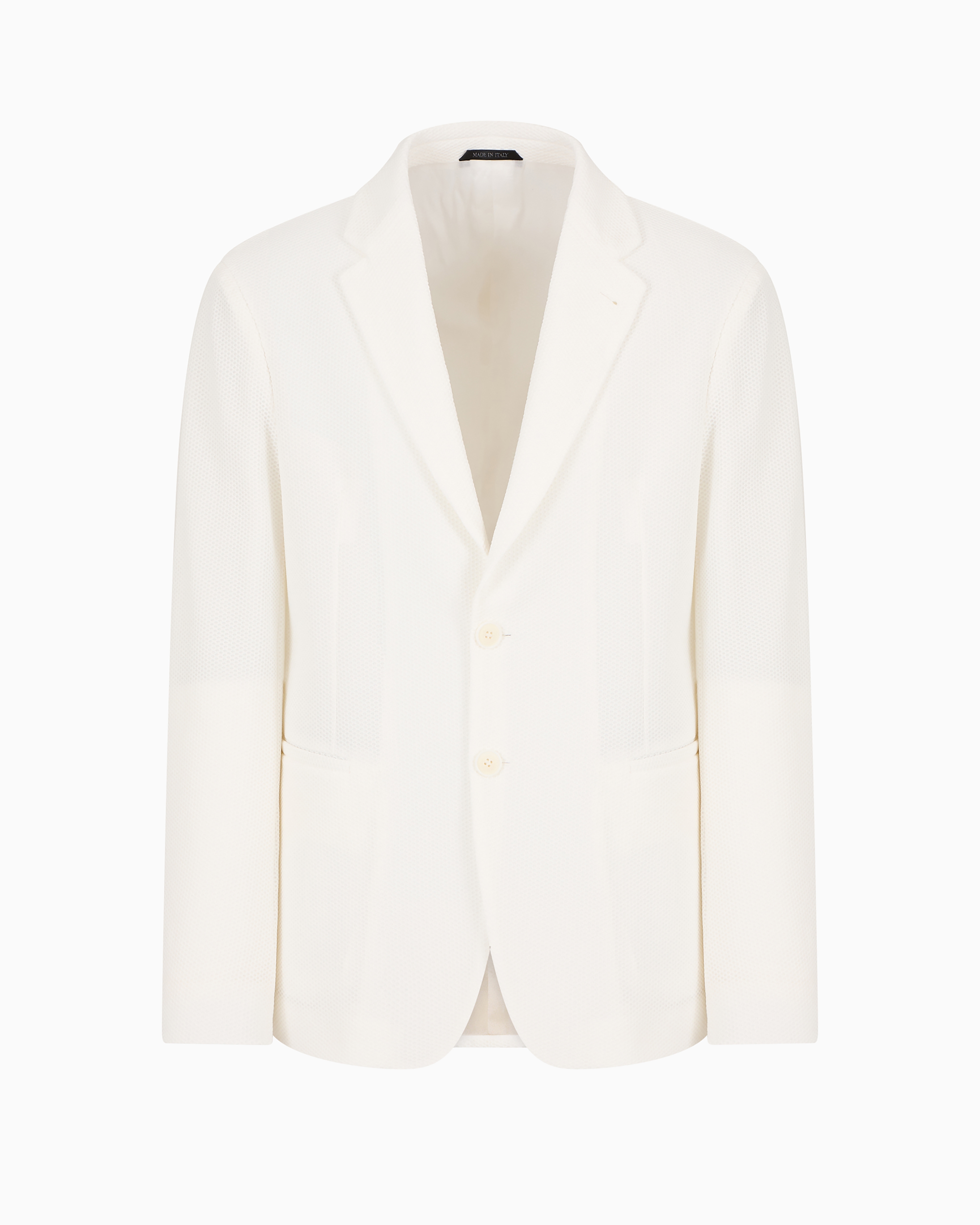 Giorgio Armani Official Store Single-breasted Jacket In Technical Waffle Fabric In White