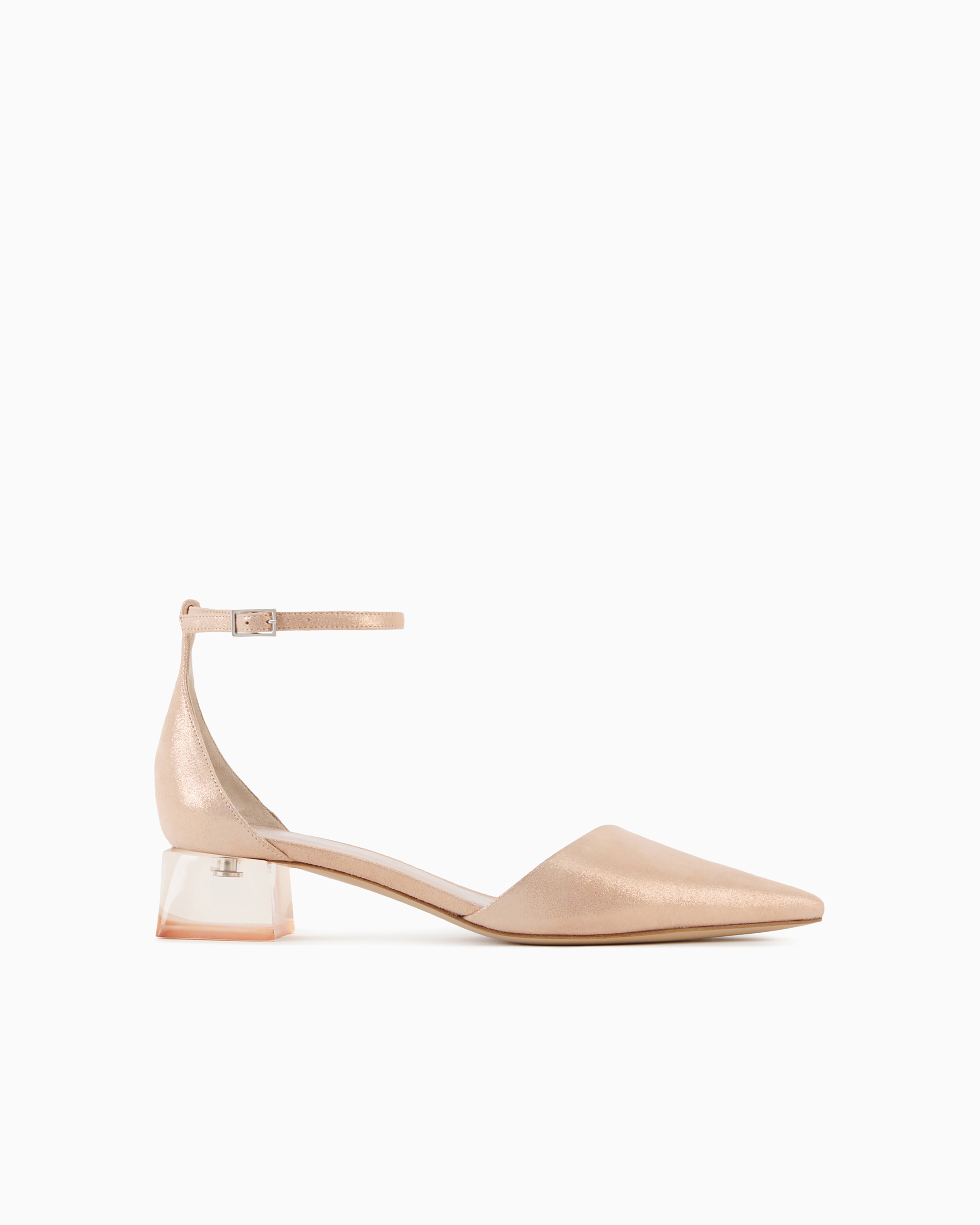 Giorgio Armani Laminated Suede D'orsay Court Shoes In Powder Pink