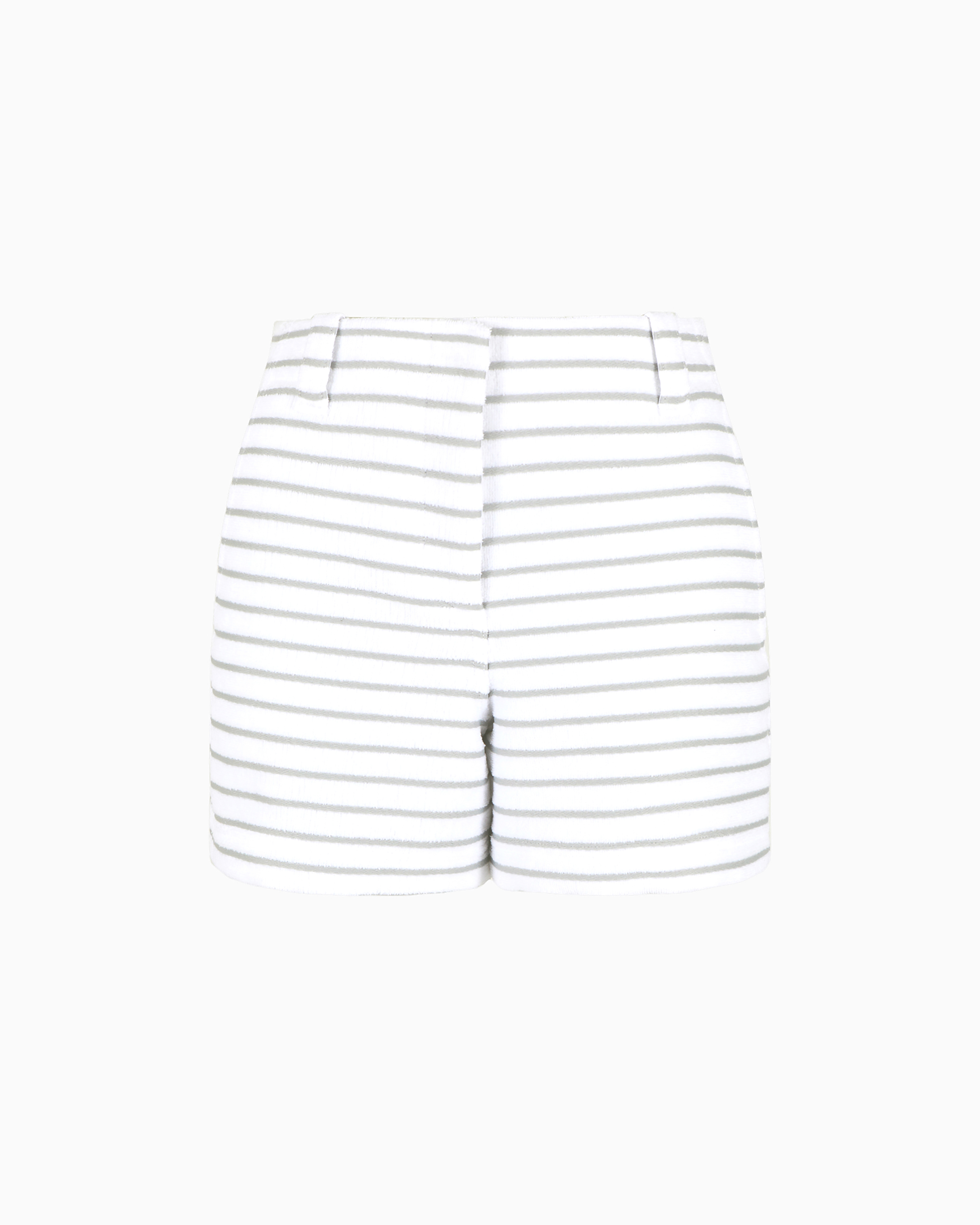 GIORGIO ARMANI STRIPED COTTON TERRY SHORTS 