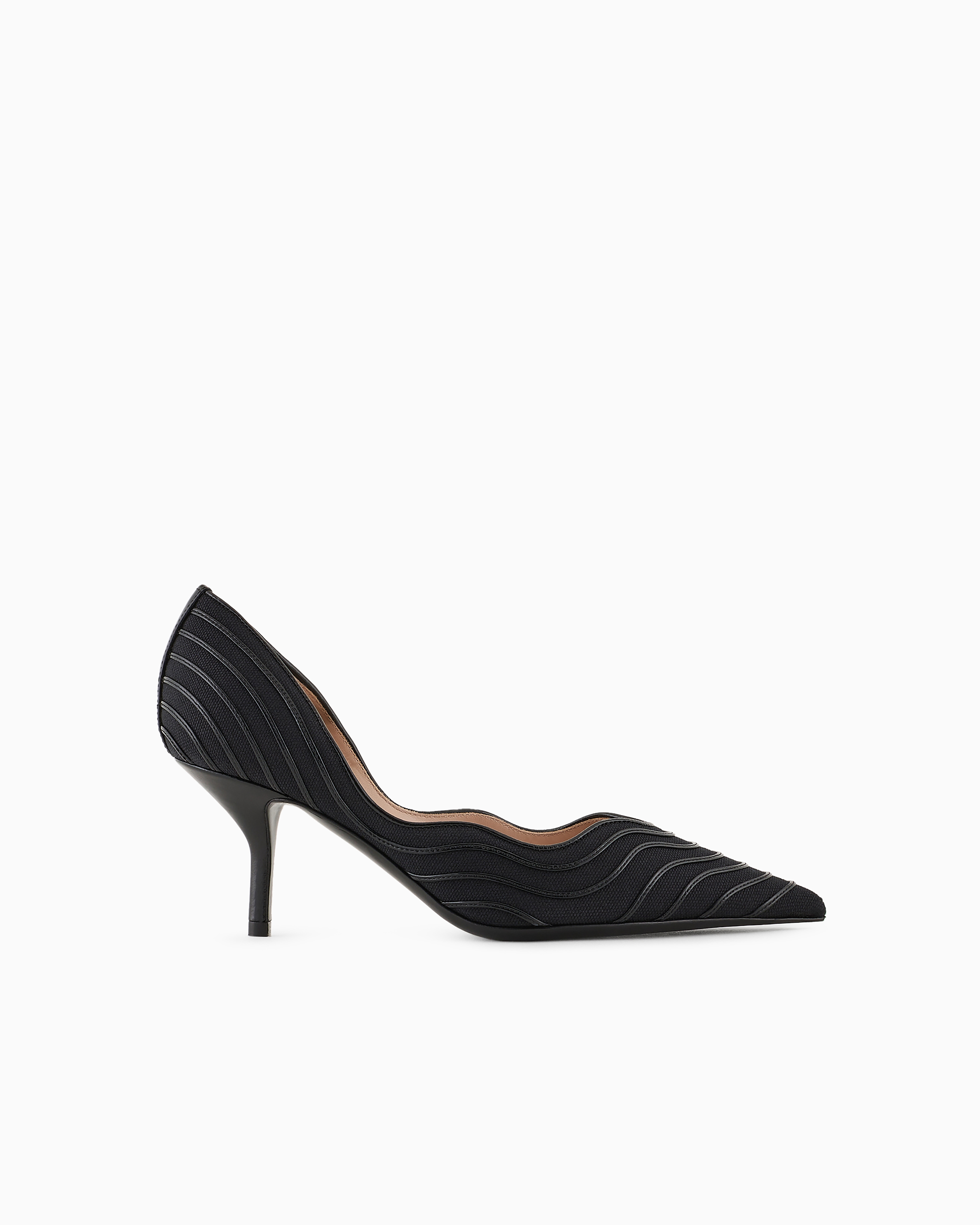 Giorgio Armani Official Store Canvas And Leather Court Shoes In Black