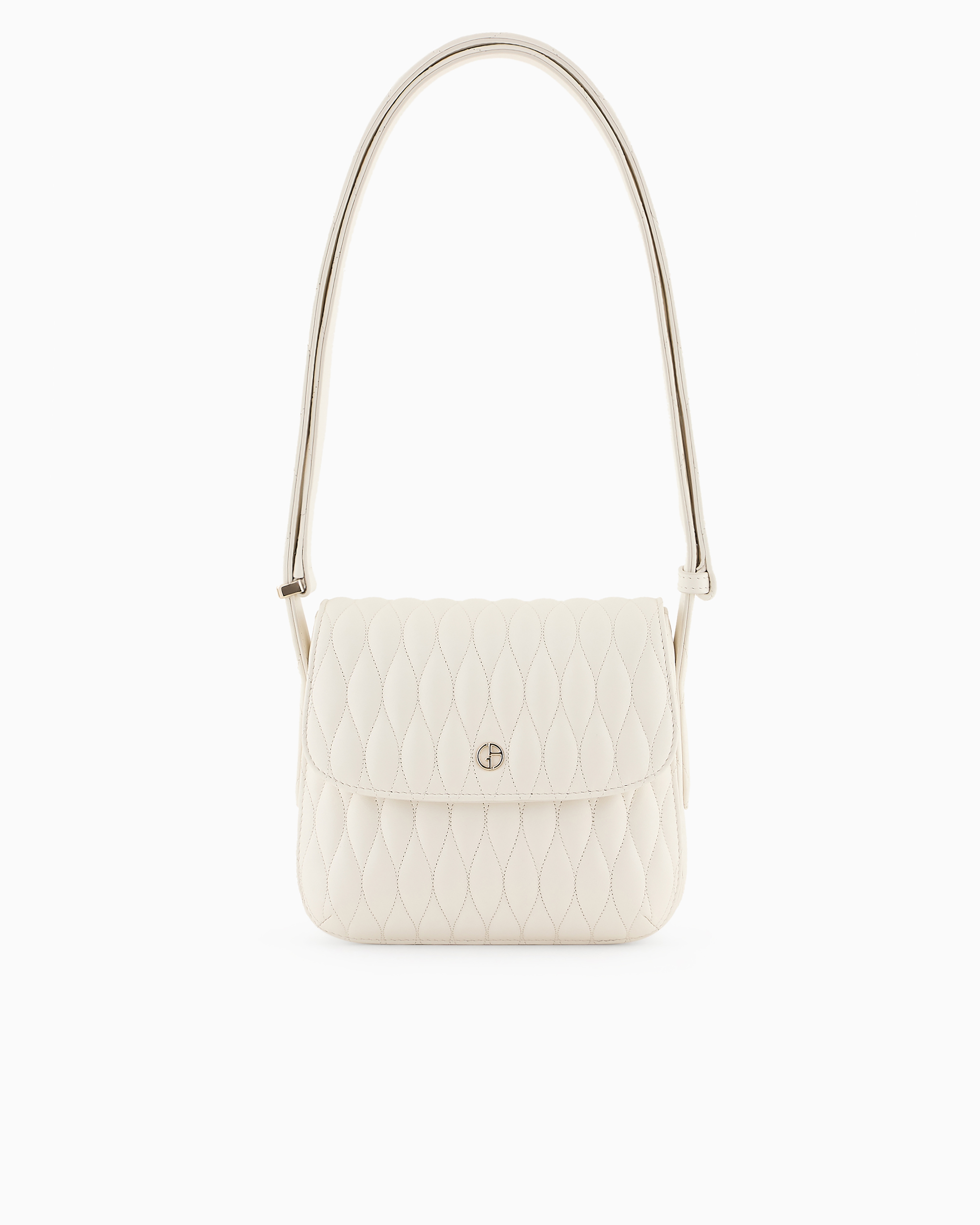 Giorgio Armani La Prima Quilted Nappa Leather Bag With A Wave Motif In White