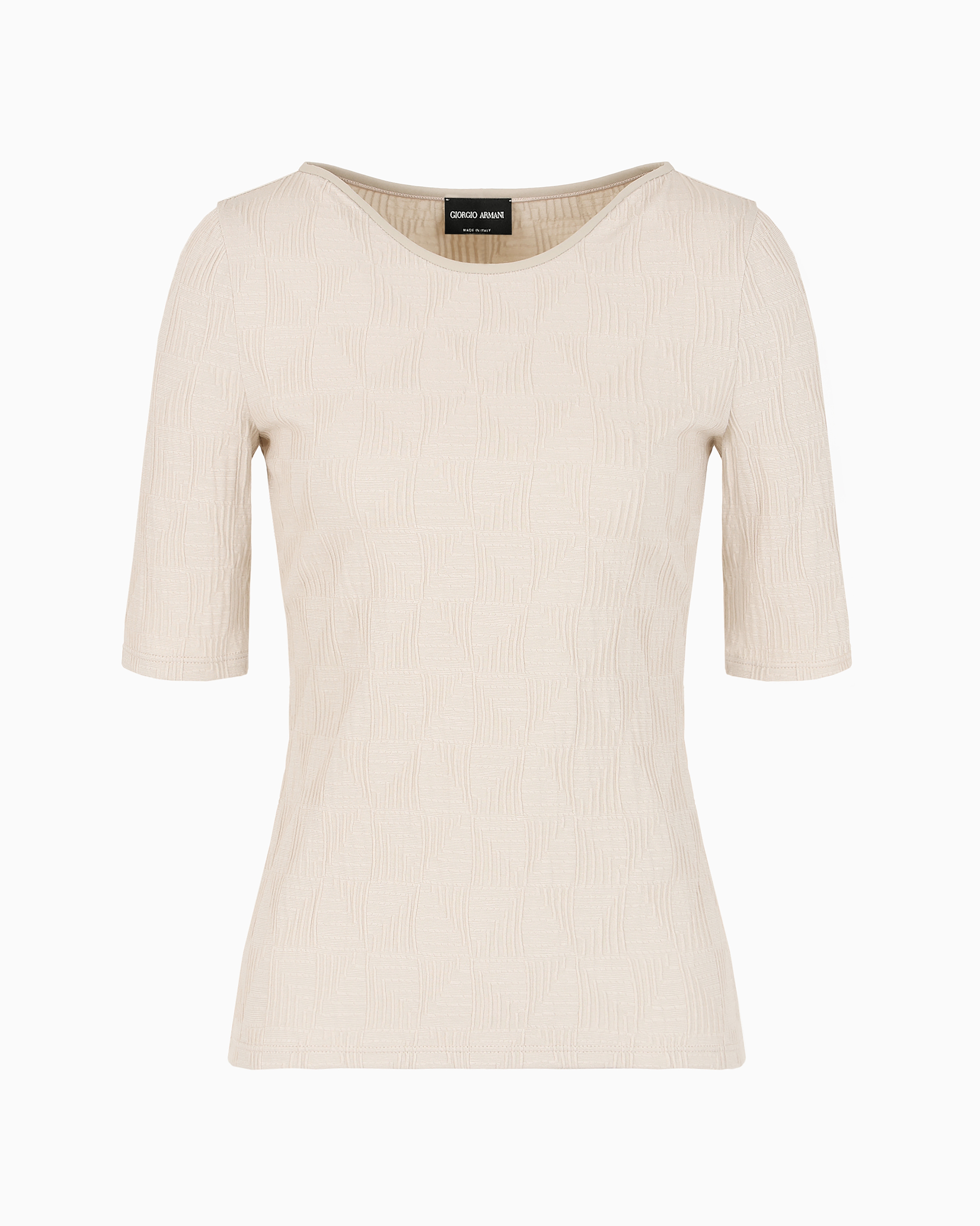 Giorgio Armani Official Store T-shirt Mit Rundhalsausschnitt Aus Viskose-jersey In Jacquard-verarbeitung In Brown