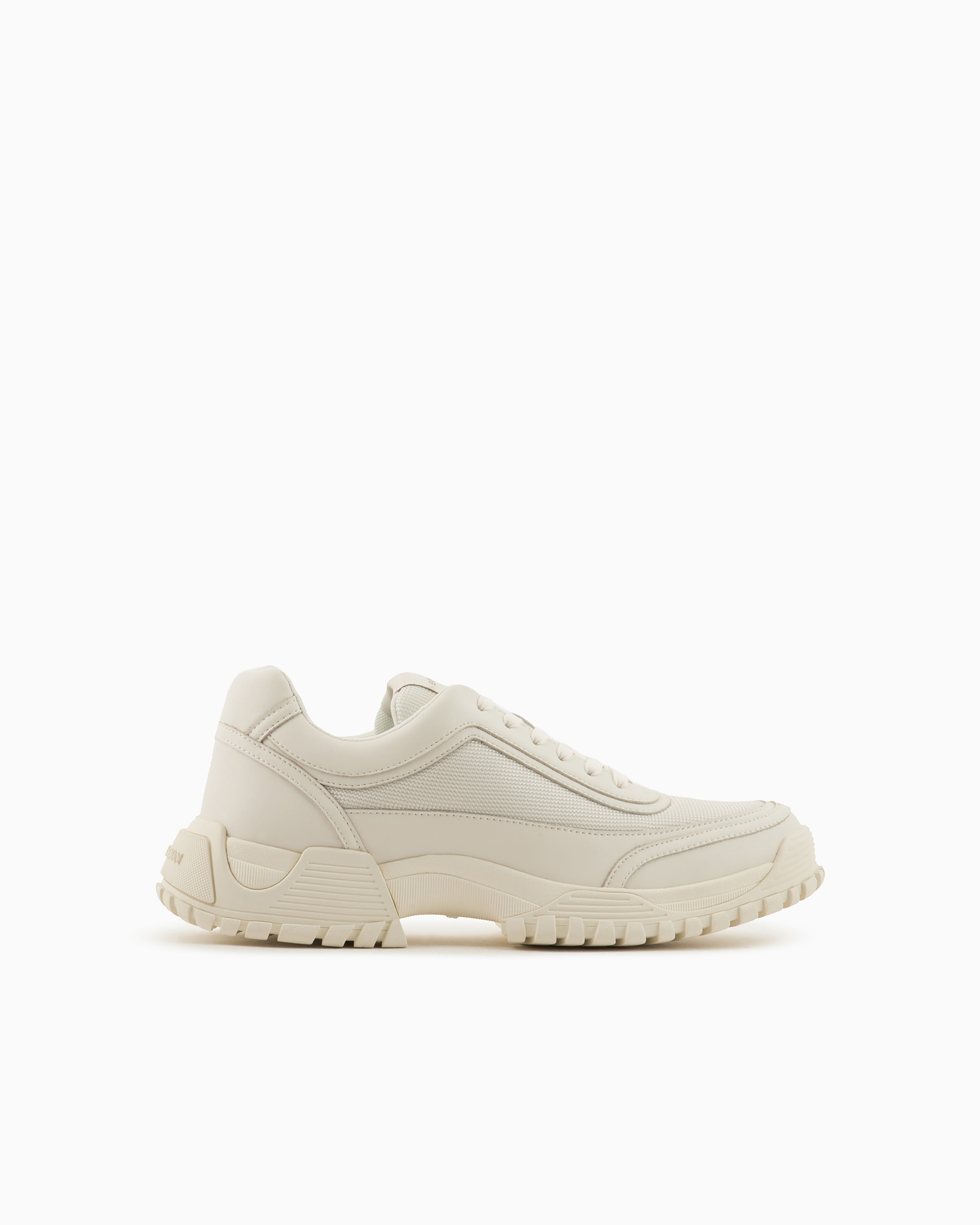 Emporio Armani Official Store Sneaker Aus Mesh Und Farblich Abgestimmtem Leder In Neutral