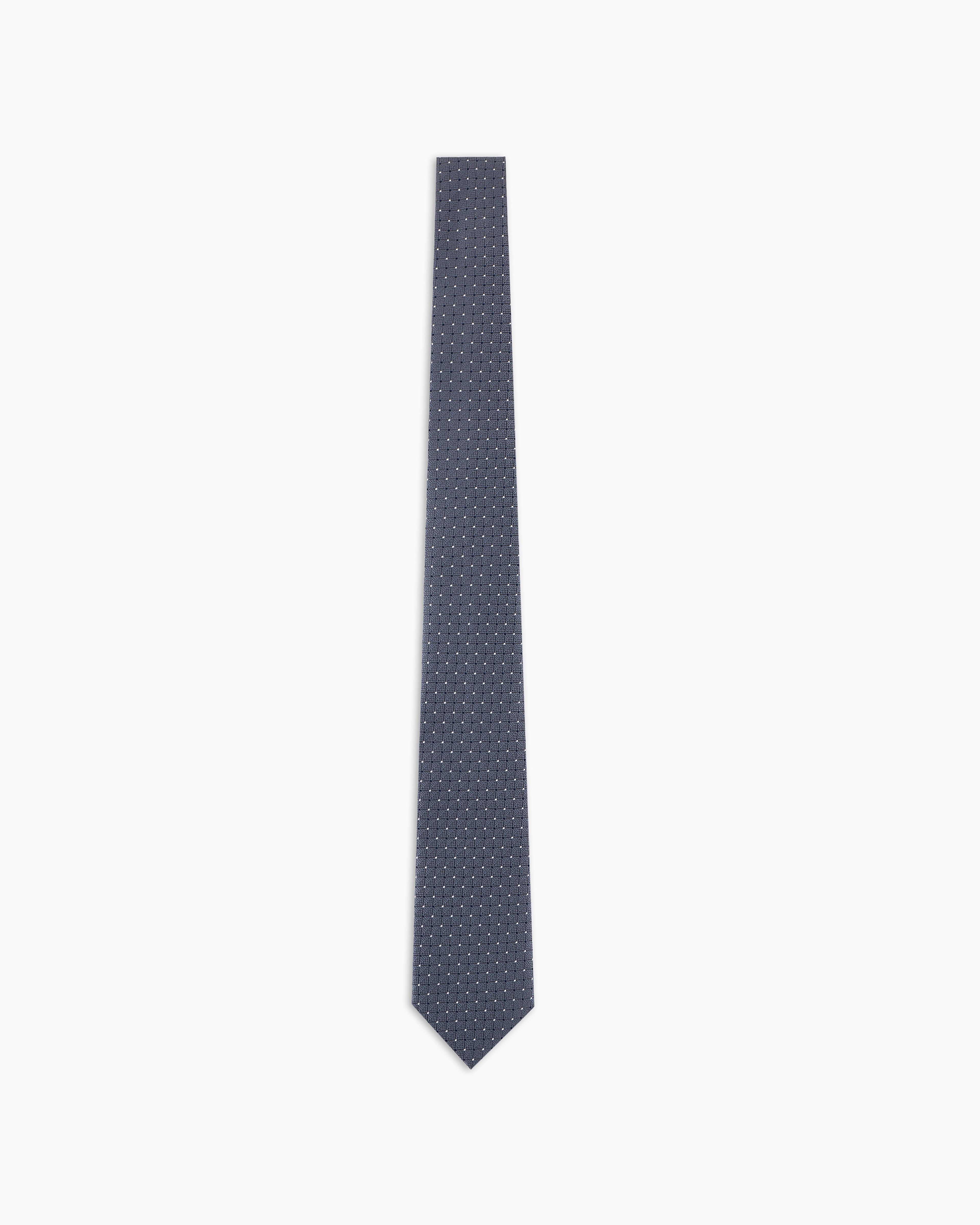 Emporio Armani Official Store Pure Silk Tie With Jacquard Micro-pattern In Blue