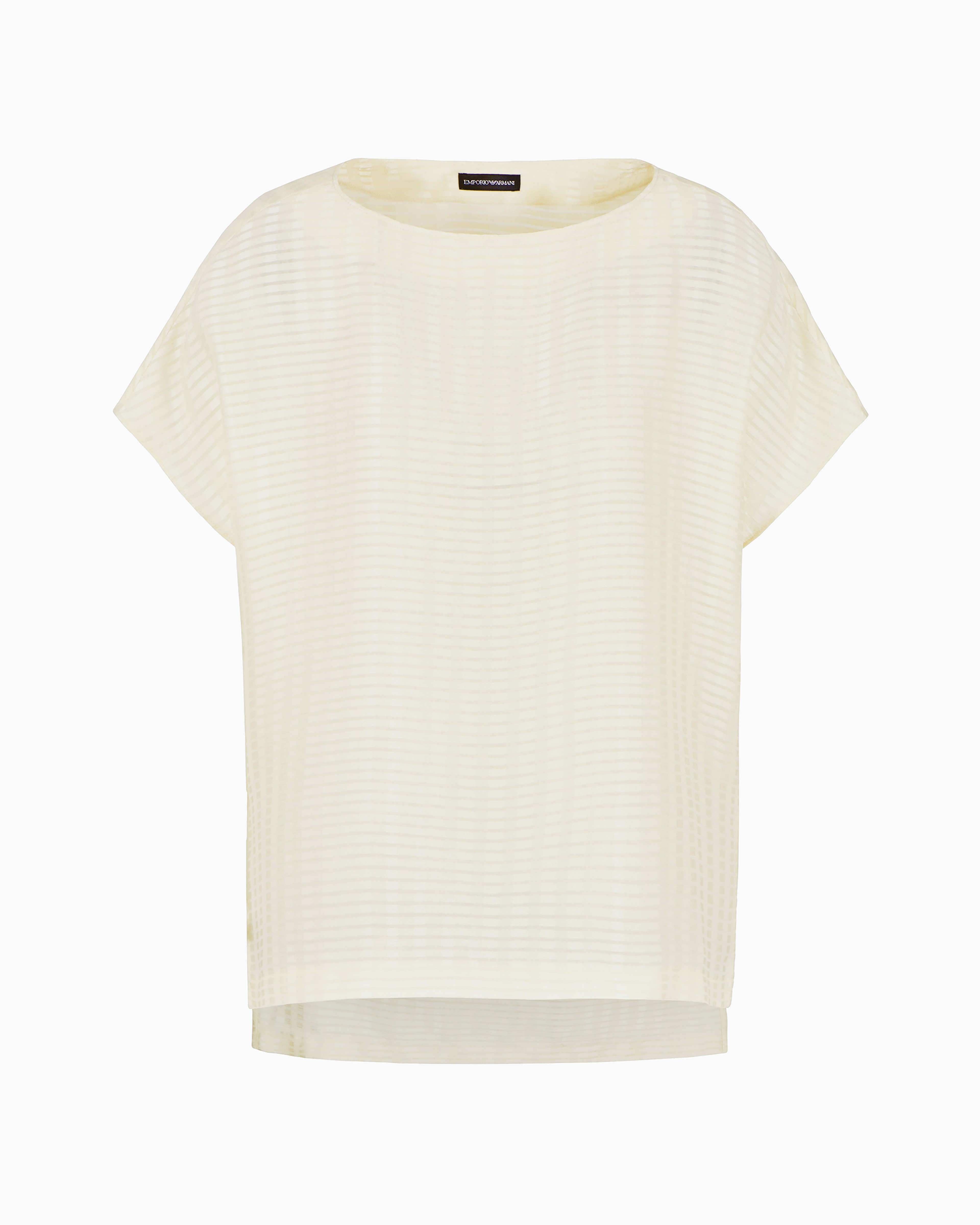 Emporio Armani Official Store All-over Rectangle-motif Top With Side Slits In Avorio